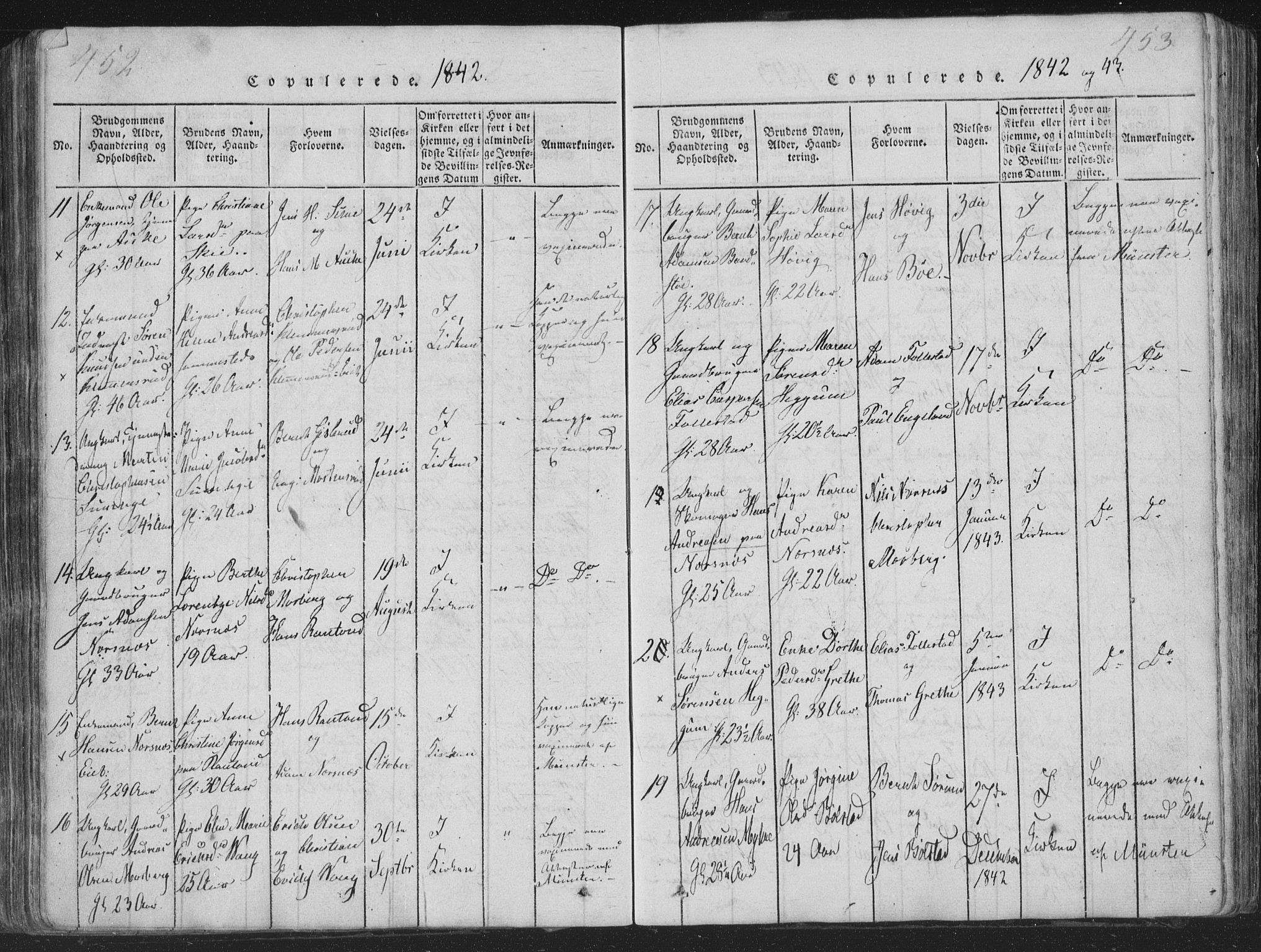 Røyken kirkebøker, SAKO/A-241/G/Ga/L0003: Parish register (copy) no. 3, 1814-1856, p. 452-453