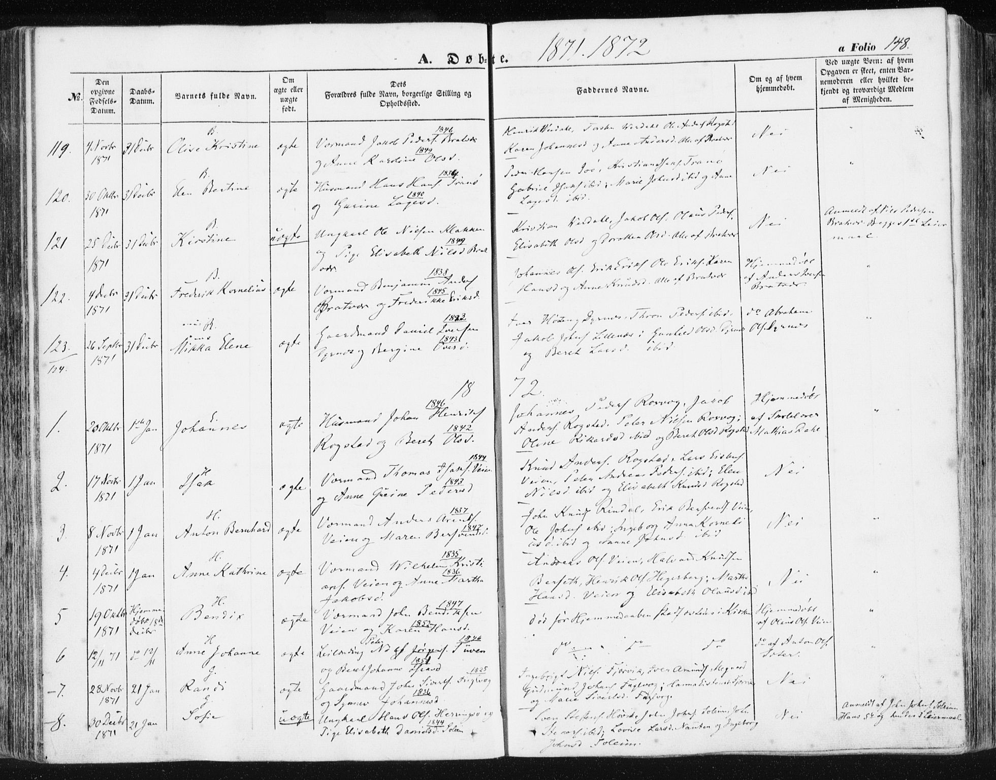 Ministerialprotokoller, klokkerbøker og fødselsregistre - Møre og Romsdal, SAT/A-1454/581/L0937: Parish register (official) no. 581A05, 1853-1872, p. 148