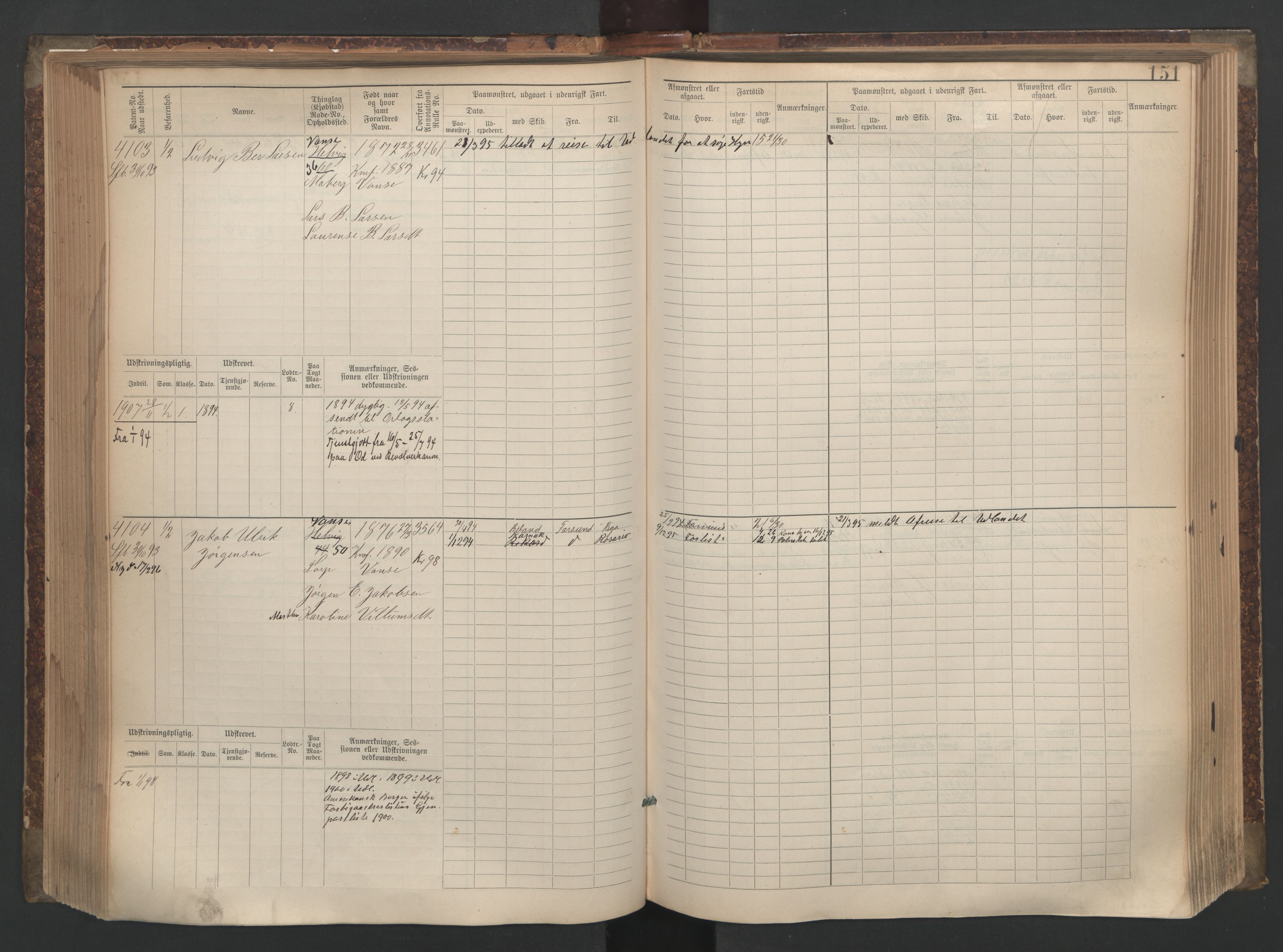 Farsund mønstringskrets, AV/SAK-2031-0017/F/Fb/L0006: Hovedrulle nr 3805-4478, M-9, 1890-1930, p. 152