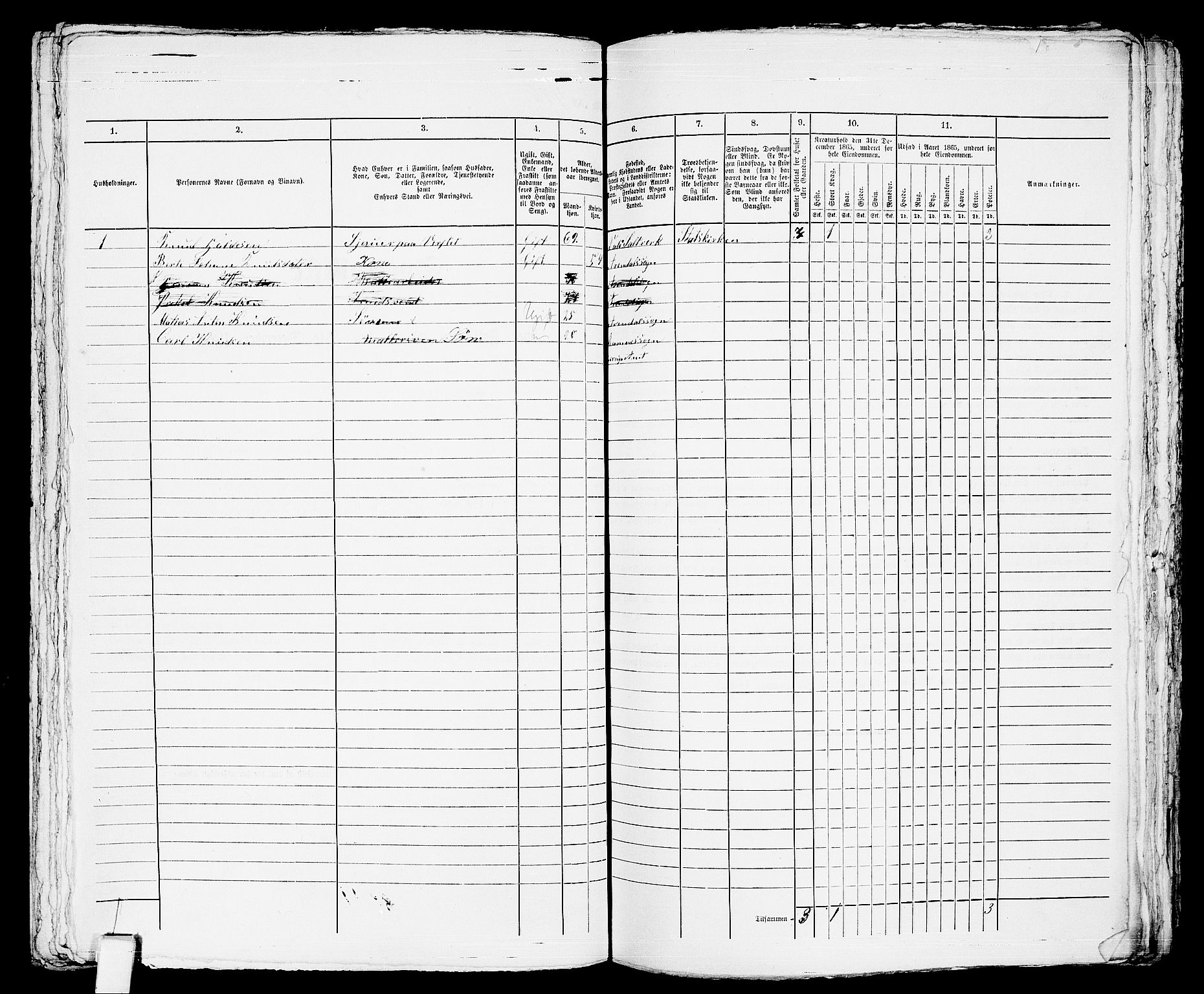 RA, 1865 census for Horten, 1865, p. 1016