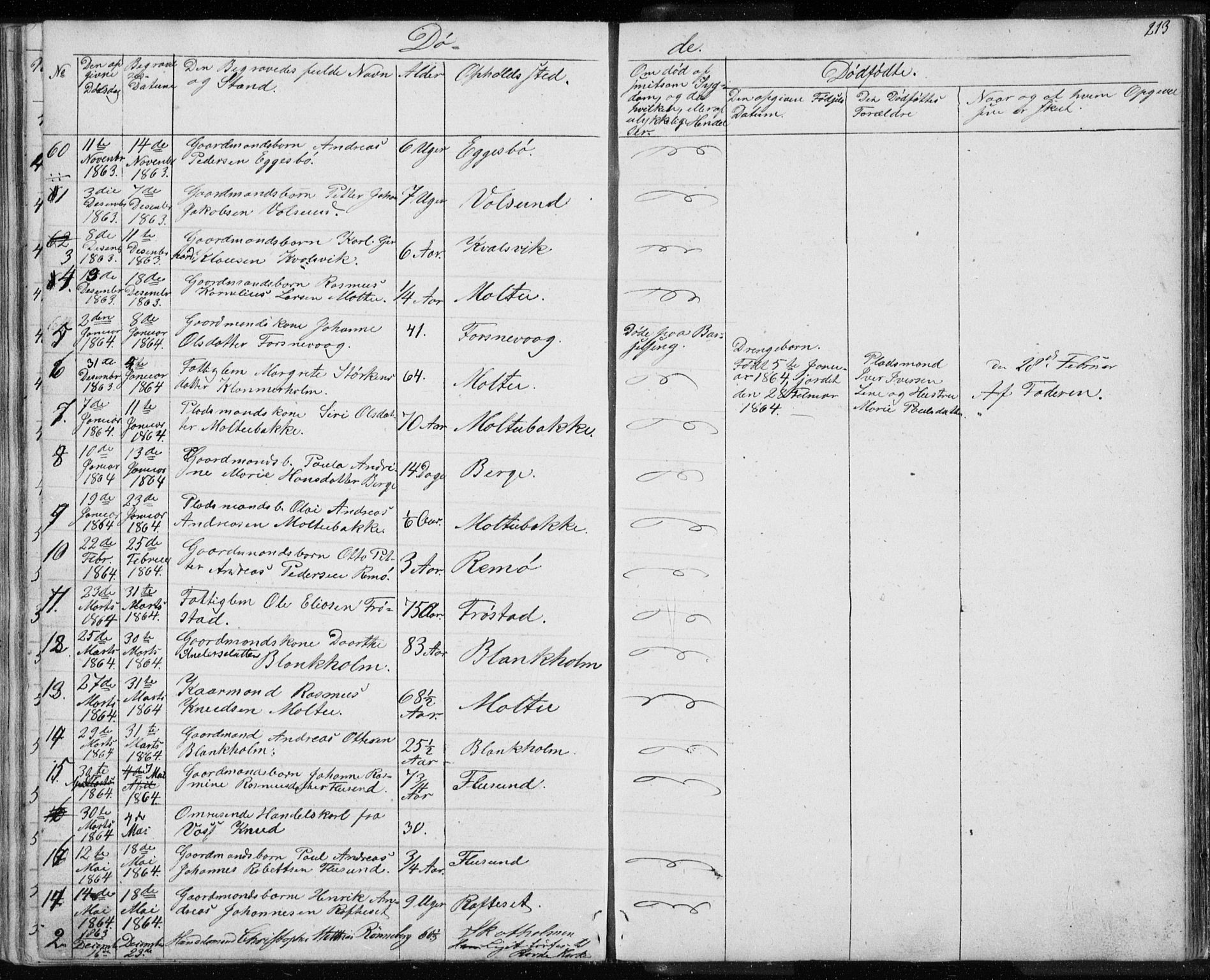 Ministerialprotokoller, klokkerbøker og fødselsregistre - Møre og Romsdal, AV/SAT-A-1454/507/L0079: Parish register (copy) no. 507C02, 1854-1877, p. 213