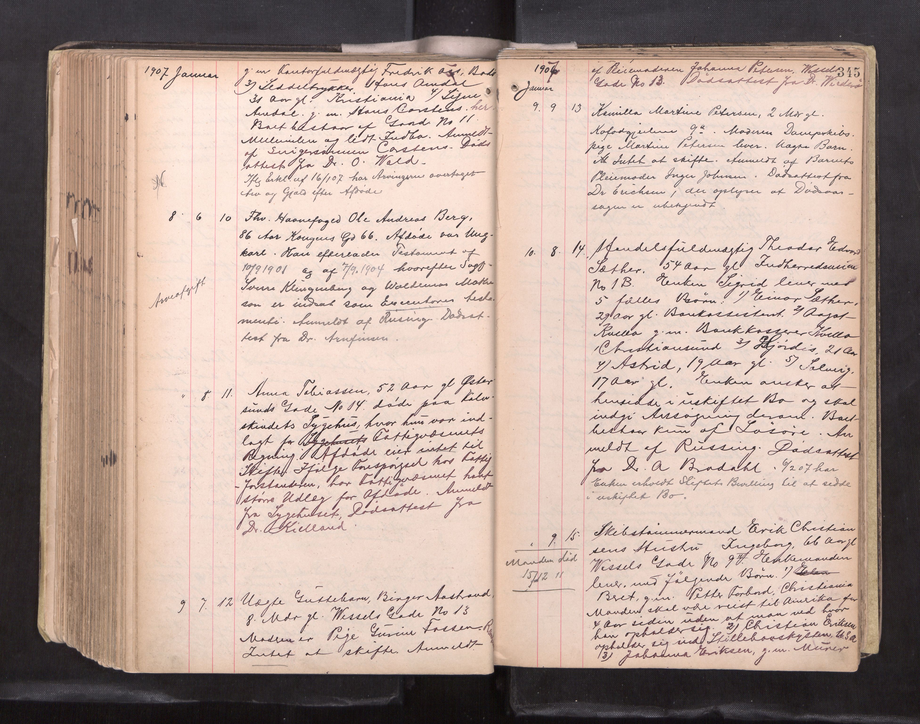 Trondheim byfogd, AV/SAT-A-0003/1/3/3L/L0006: Dødsanmeldelsesprotokoll - U, 1902-1908, p. 345