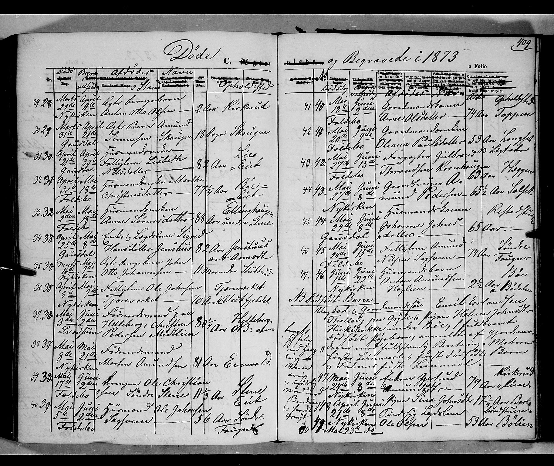 Gausdal prestekontor, SAH/PREST-090/H/Ha/Haa/L0009: Parish register (official) no. 9, 1862-1873, p. 409