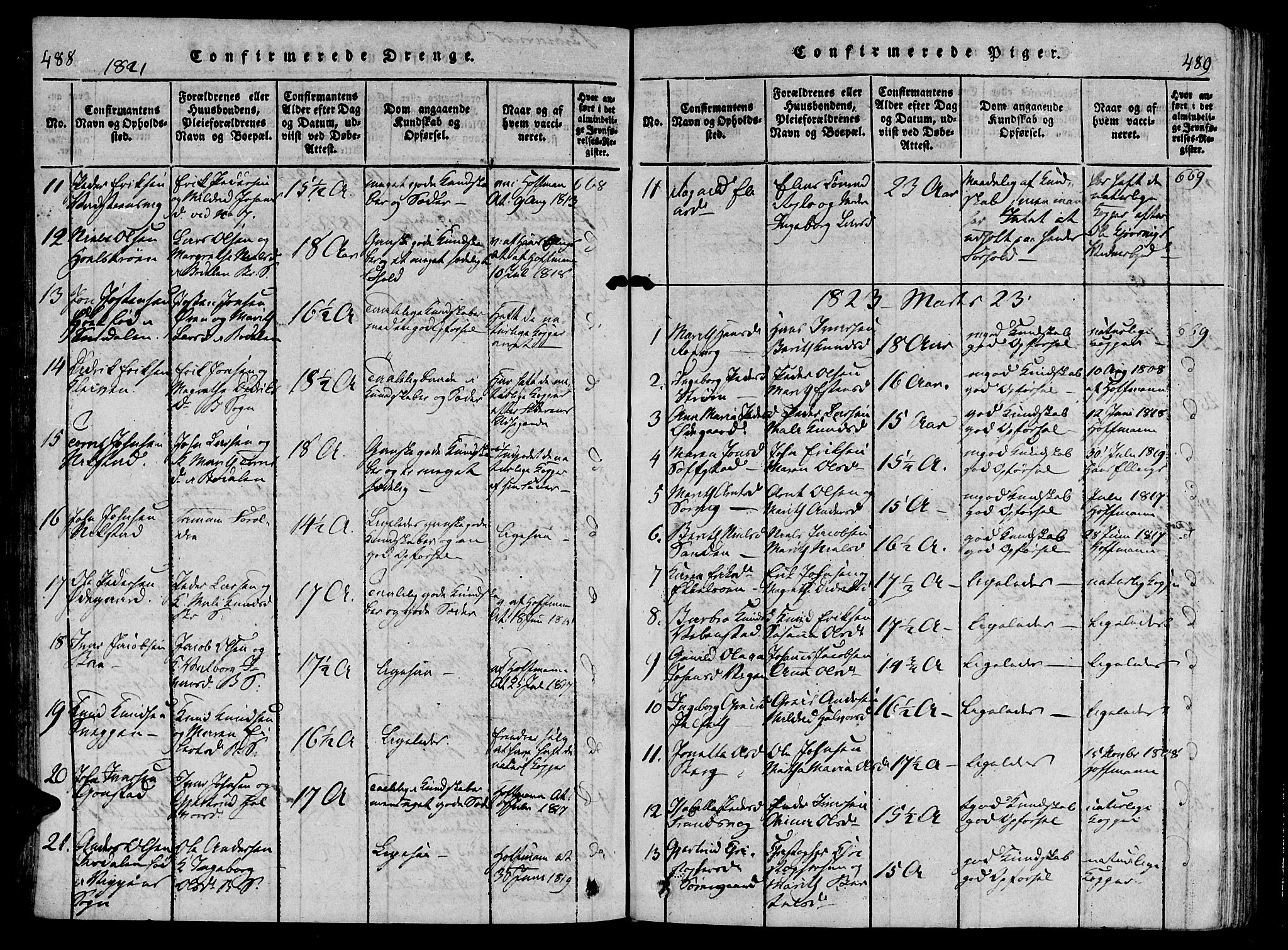 Ministerialprotokoller, klokkerbøker og fødselsregistre - Møre og Romsdal, SAT/A-1454/568/L0800: Parish register (official) no. 568A09 /2, 1820-1830, p. 488-489