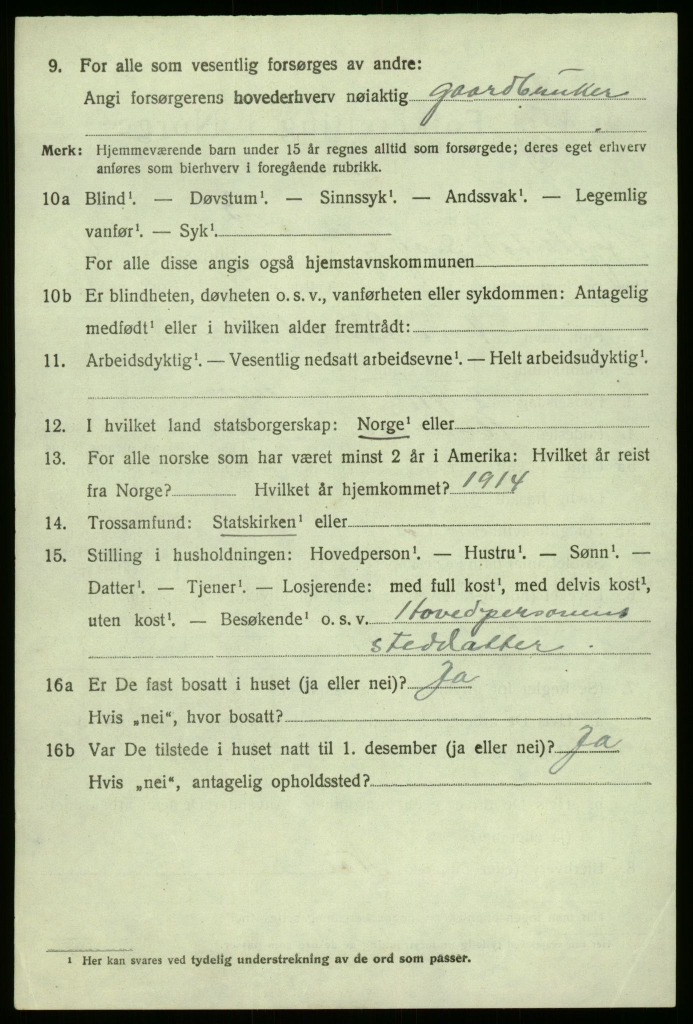 SAB, 1920 census for Hyllestad, 1920, p. 4097