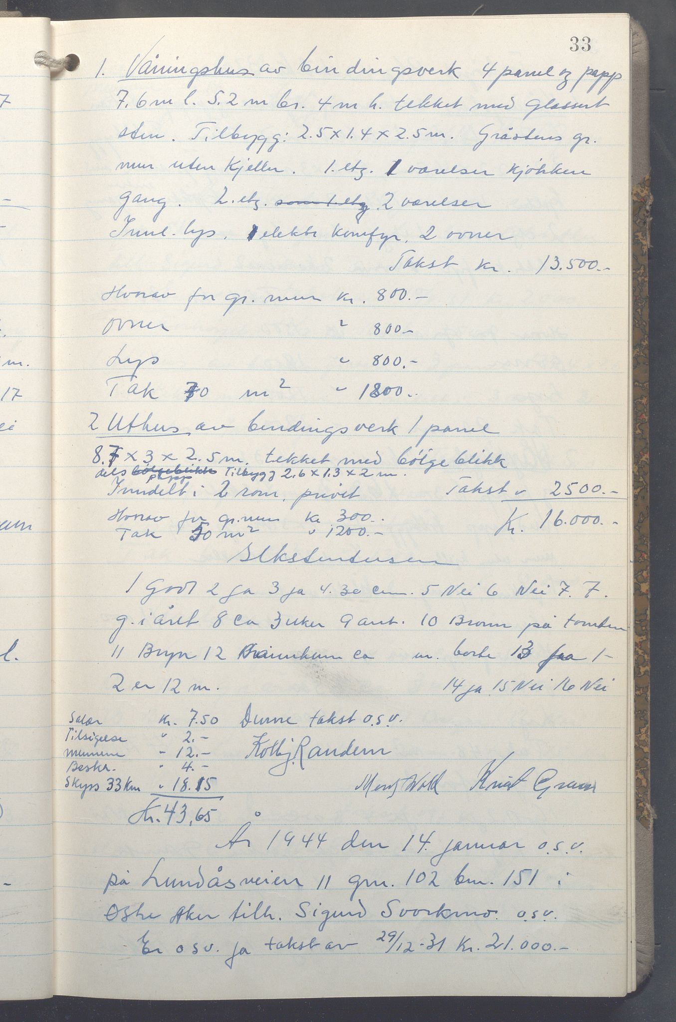 Lensmennene i Aker, OBA/A-10133/F/Fc/L0035: Branntakstprotokoll, 1943-1946, p. 33