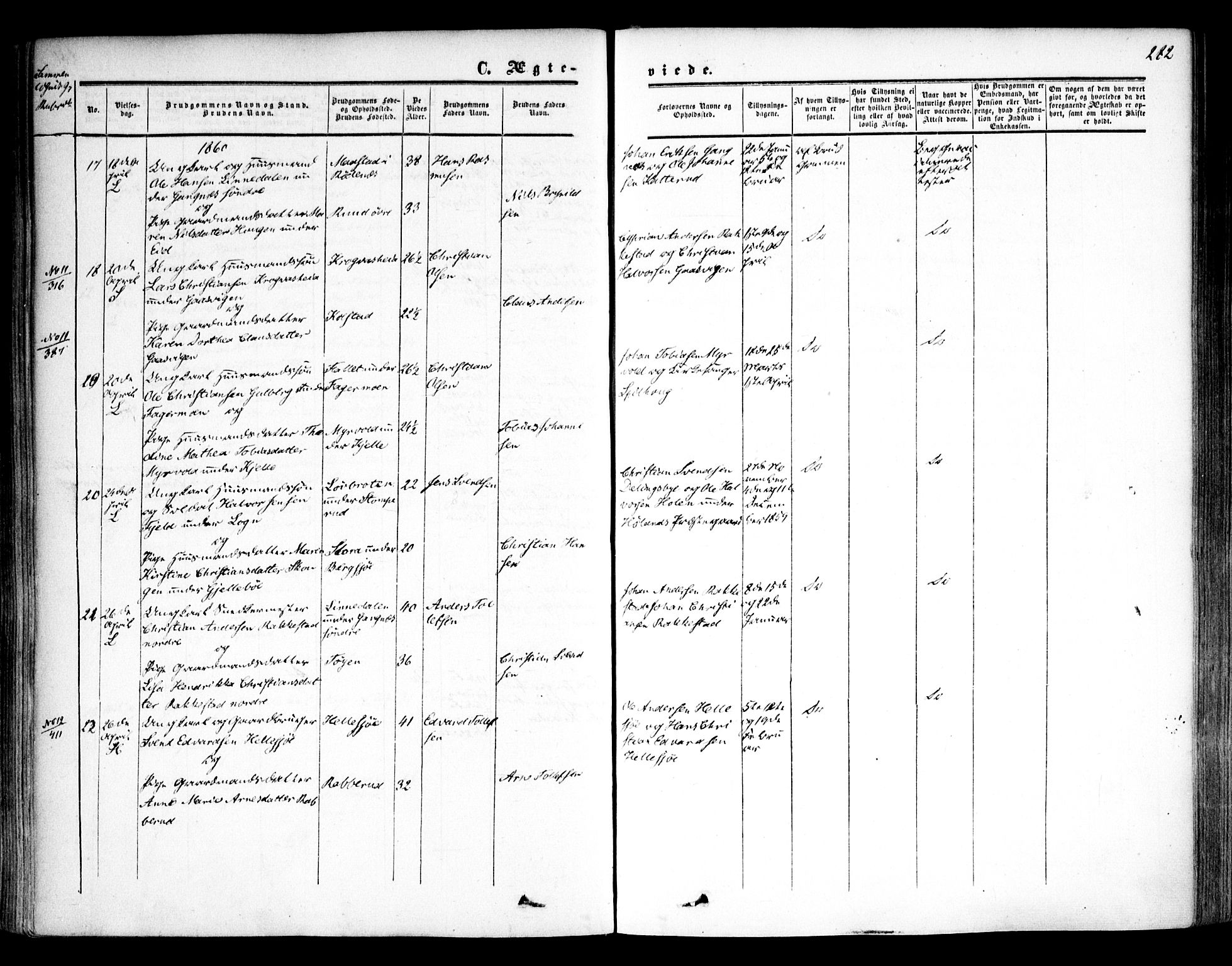 Høland prestekontor Kirkebøker, SAO/A-10346a/F/Fa/L0010: Parish register (official) no. I 10, 1854-1861, p. 282