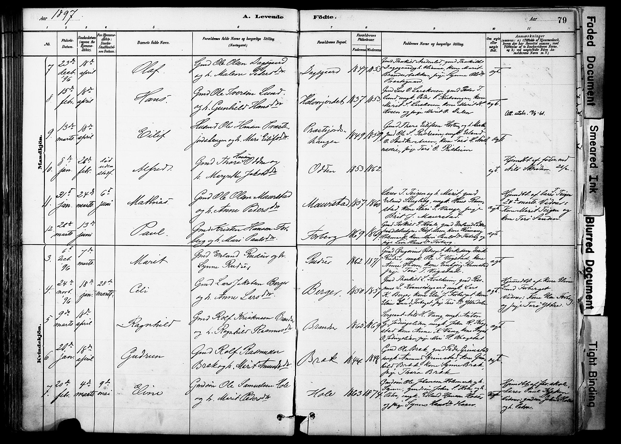 Skjåk prestekontor, SAH/PREST-072/H/Ha/Haa/L0003: Parish register (official) no. 3, 1880-1907, p. 79