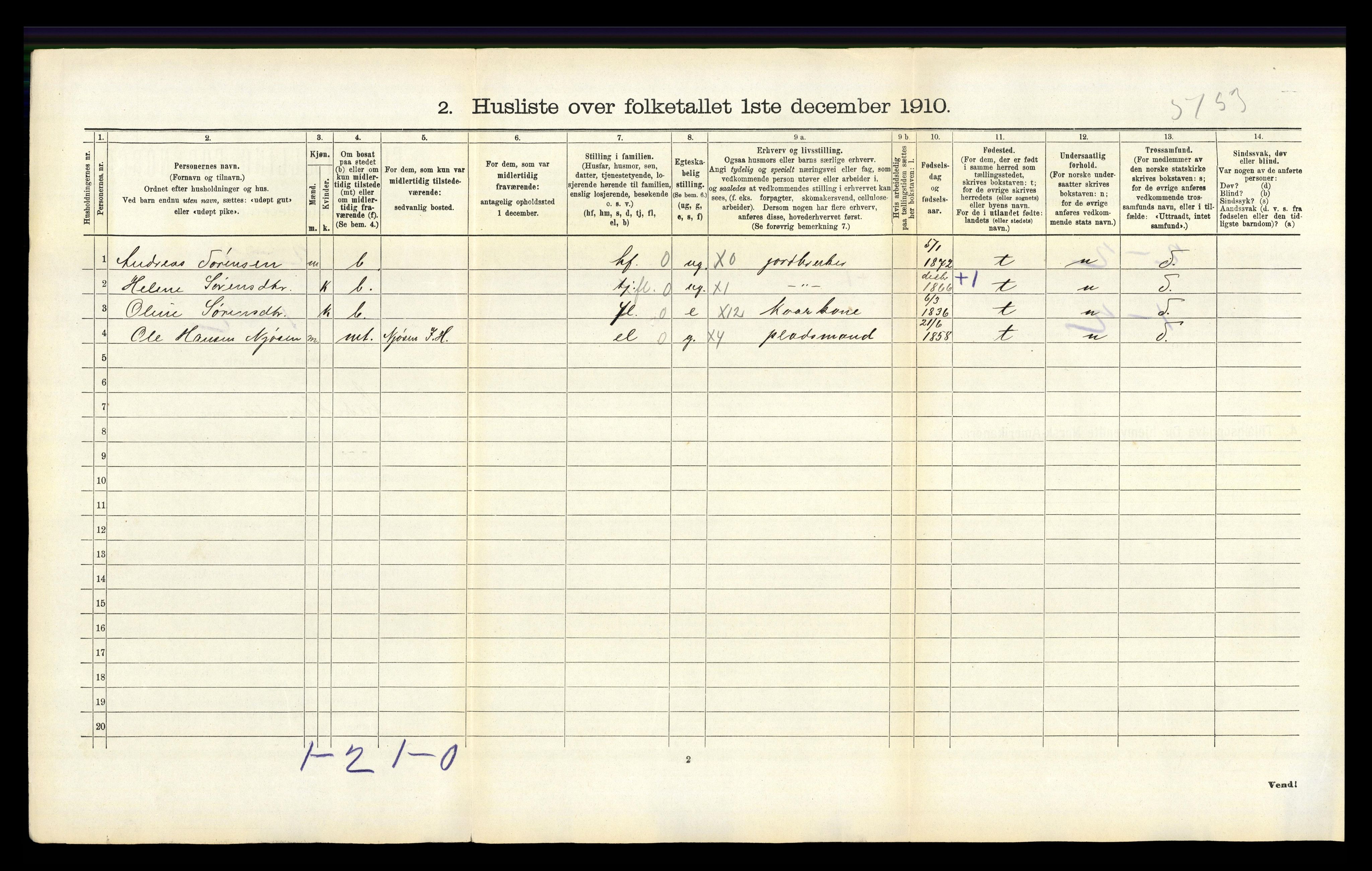 RA, 1910 census for Indre Holmedal, 1910, p. 959