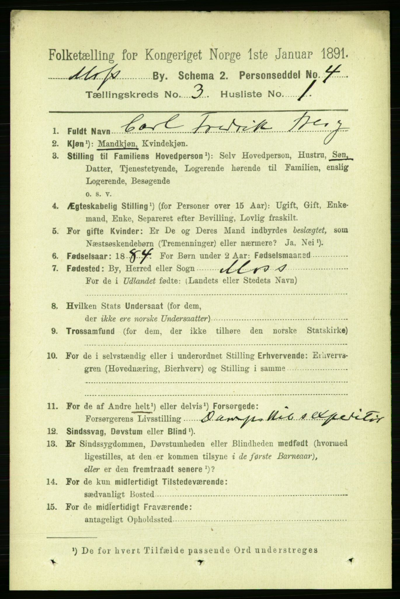 RA, 1891 census for 0104 Moss, 1891, p. 2347