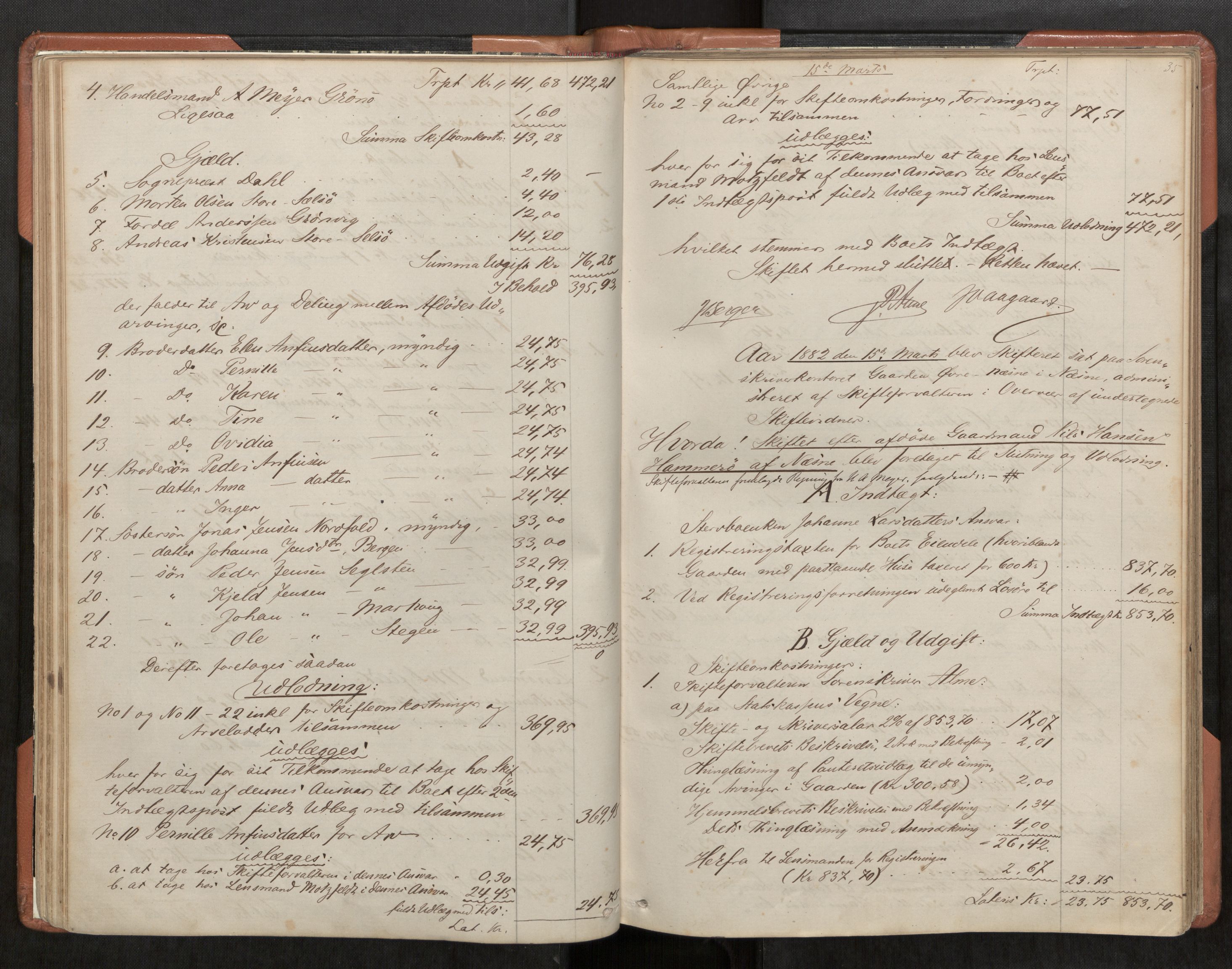 Rana sorenskriveri , AV/SAT-A-1108/1/3/3A/L0004: Skifteslutningsprotokoll, 1881-1887, p. 35