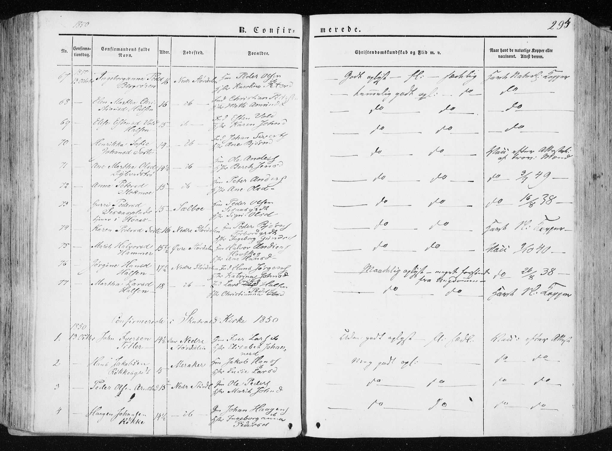 Ministerialprotokoller, klokkerbøker og fødselsregistre - Nord-Trøndelag, AV/SAT-A-1458/709/L0074: Parish register (official) no. 709A14, 1845-1858, p. 294