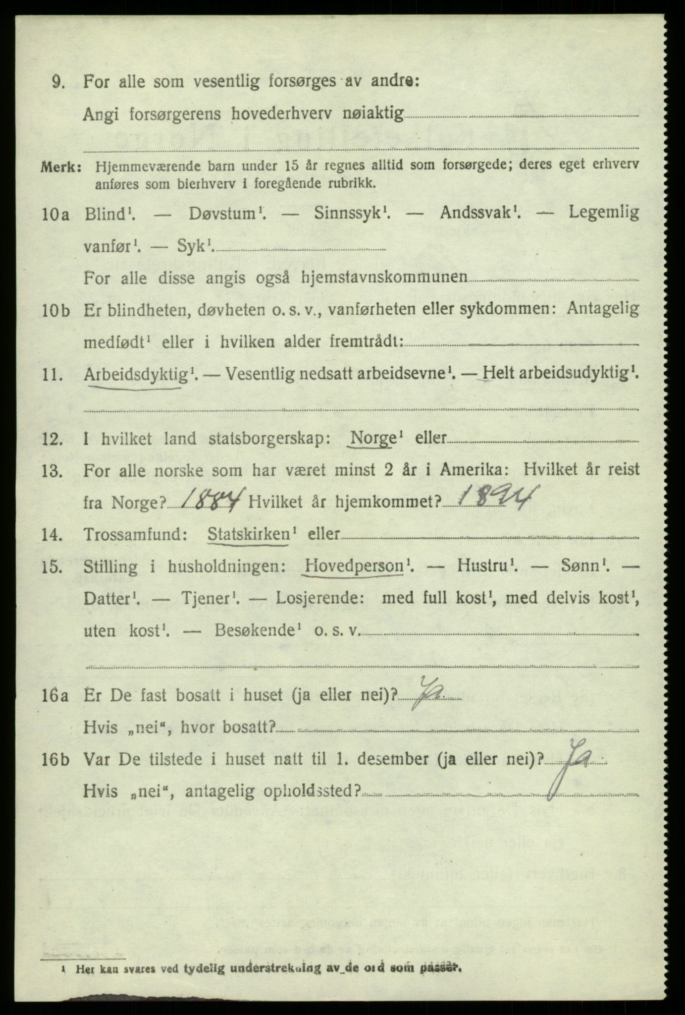 SAB, 1920 census for Jondal, 1920, p. 2851