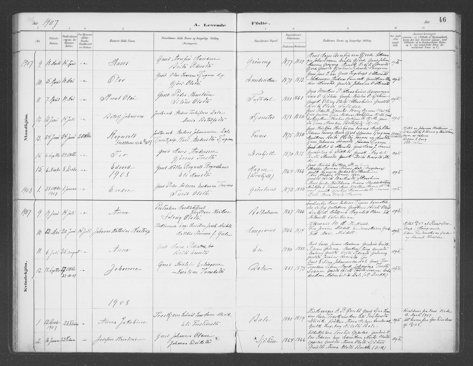 Balestrand sokneprestembete, SAB/A-79601/H/Haa/Haab/L0001: Parish register (official) no. B  1, 1889-1910, p. 46