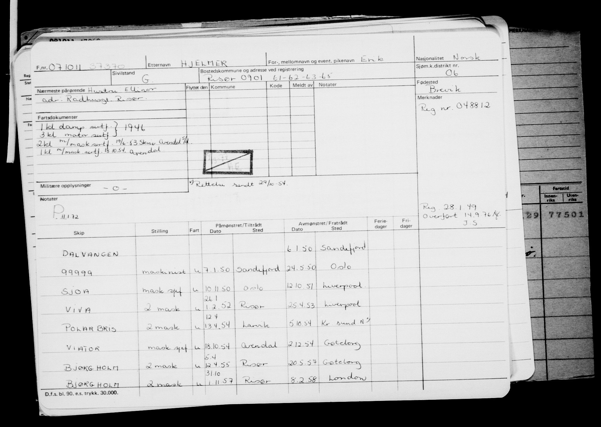 Direktoratet for sjømenn, AV/RA-S-3545/G/Gb/L0100: Hovedkort, 1911, p. 138