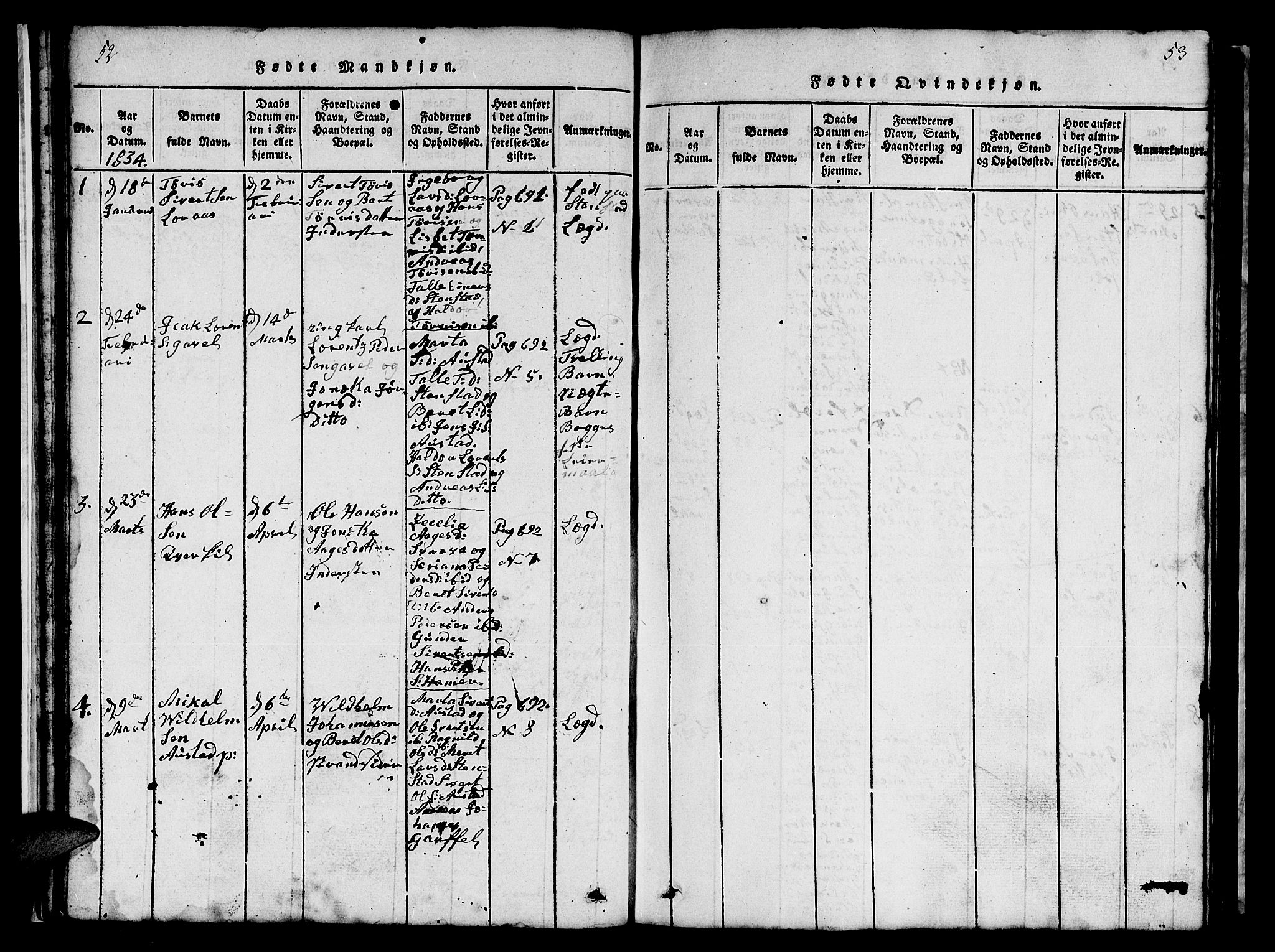 Ministerialprotokoller, klokkerbøker og fødselsregistre - Nord-Trøndelag, AV/SAT-A-1458/731/L0310: Parish register (copy) no. 731C01, 1816-1874, p. 52-53