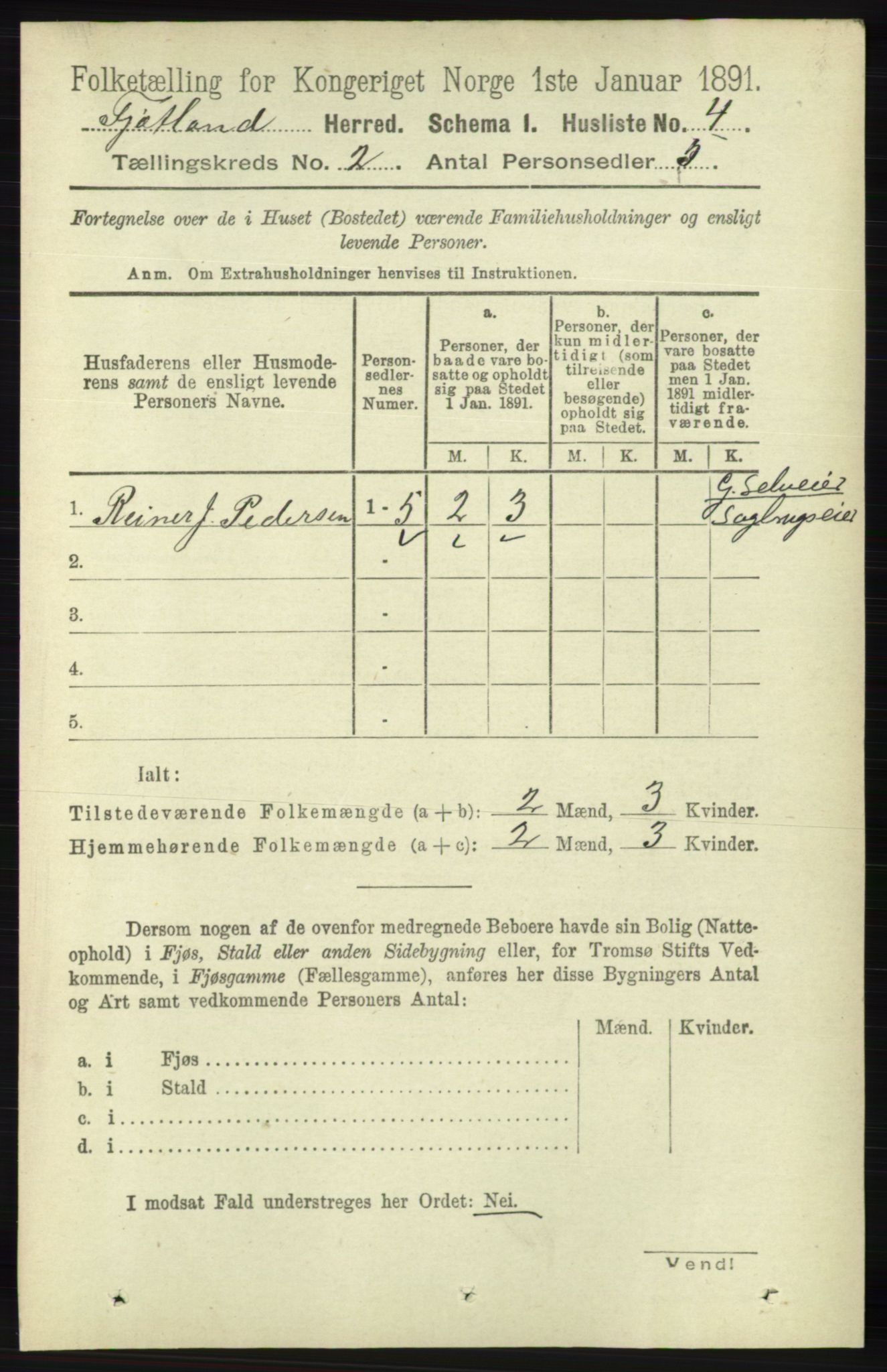 RA, 1891 census for 1036 Fjotland, 1891, p. 214