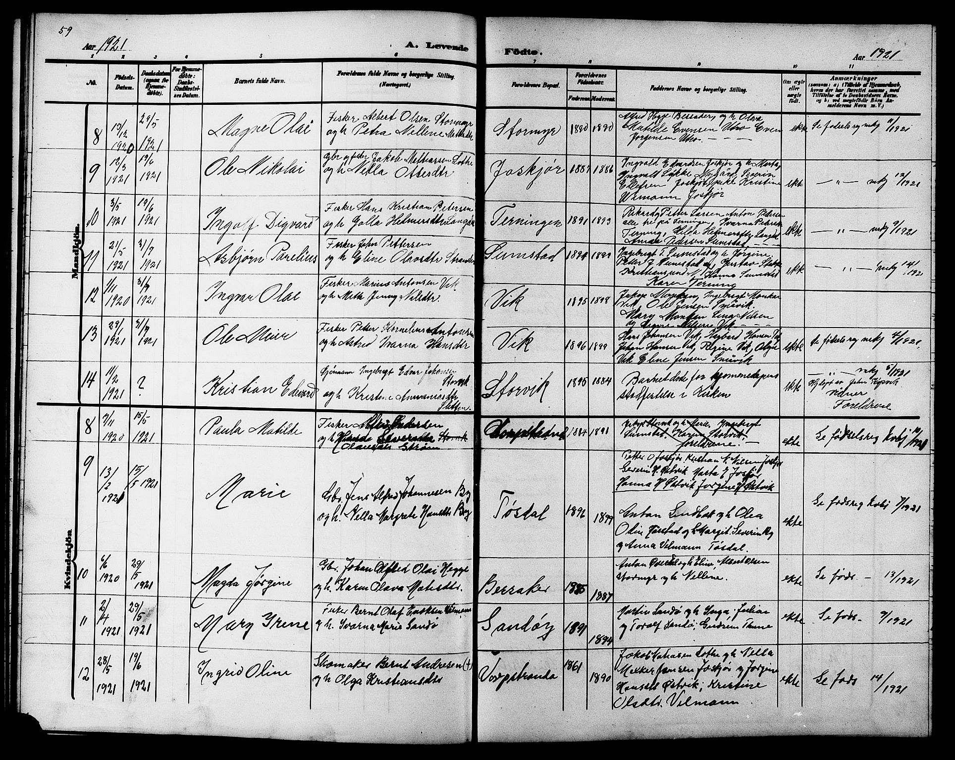 Ministerialprotokoller, klokkerbøker og fødselsregistre - Sør-Trøndelag, SAT/A-1456/657/L0717: Parish register (copy) no. 657C04, 1904-1923, p. 59