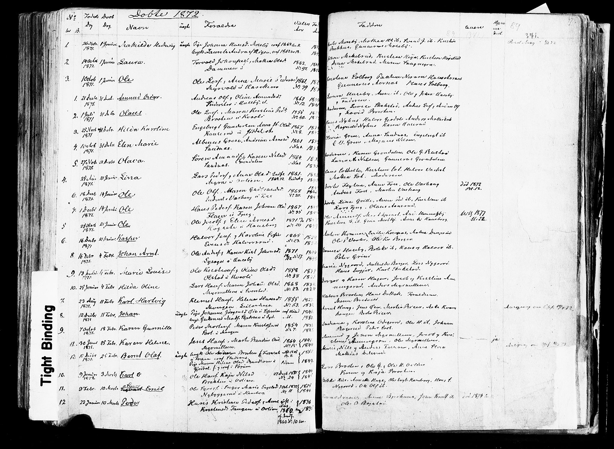 Aurskog prestekontor Kirkebøker, SAO/A-10304a/F/Fa/L0007: Parish register (official) no. I 7, 1854-1877, p. 371