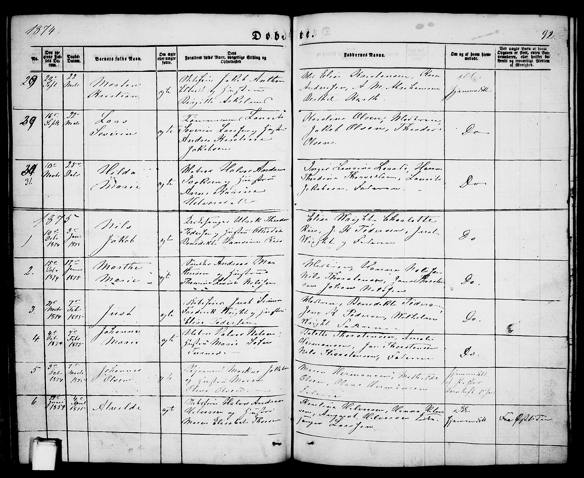 Porsgrunn kirkebøker , SAKO/A-104/G/Ga/L0002: Parish register (copy) no. I 2, 1847-1877, p. 92
