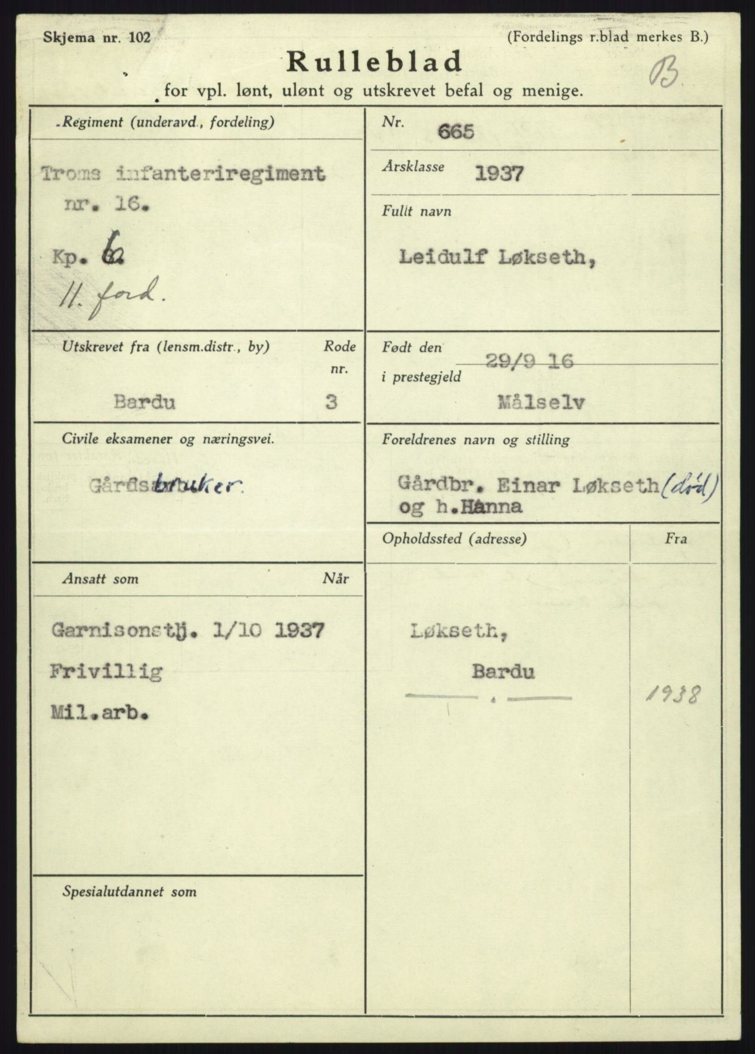 Forsvaret, Troms infanteriregiment nr. 16, AV/RA-RAFA-3146/P/Pa/L0021: Rulleblad for regimentets menige mannskaper, årsklasse 1937, 1937, p. 731