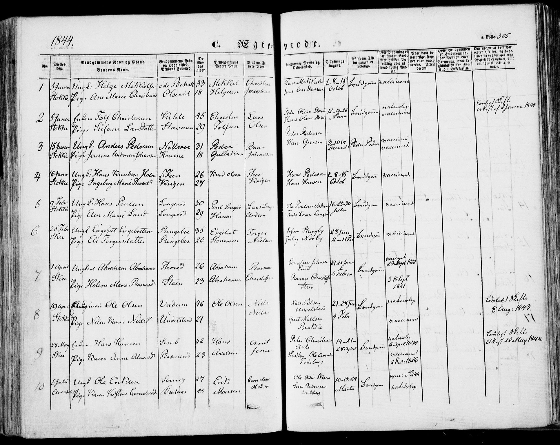 Stokke kirkebøker, SAKO/A-320/F/Fa/L0007: Parish register (official) no. I 7, 1844-1857, p. 305