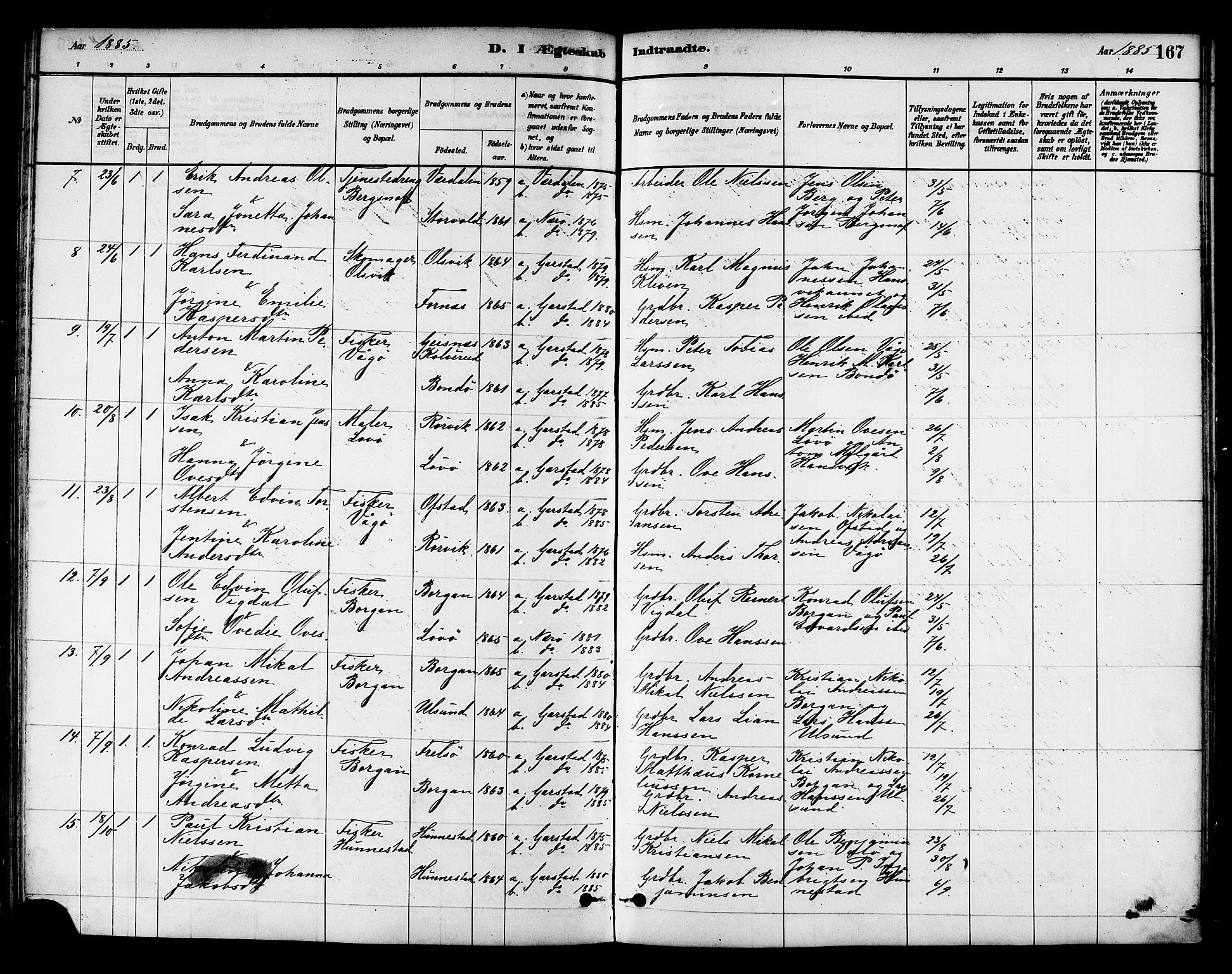 Ministerialprotokoller, klokkerbøker og fødselsregistre - Nord-Trøndelag, SAT/A-1458/786/L0686: Parish register (official) no. 786A02, 1880-1887, p. 167