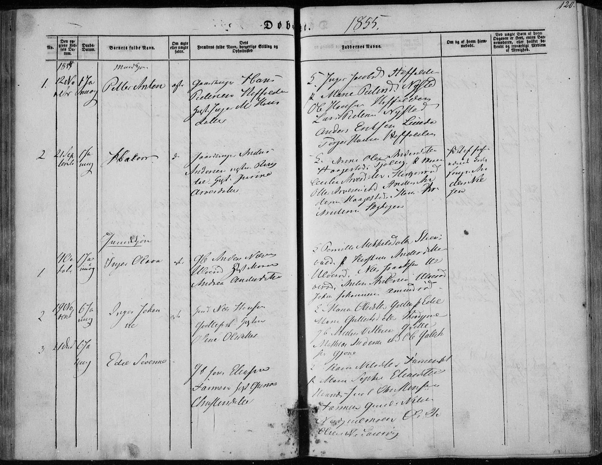 Hedrum kirkebøker, SAKO/A-344/F/Fa/L0006: Parish register (official) no. I 6, 1849-1857, p. 120