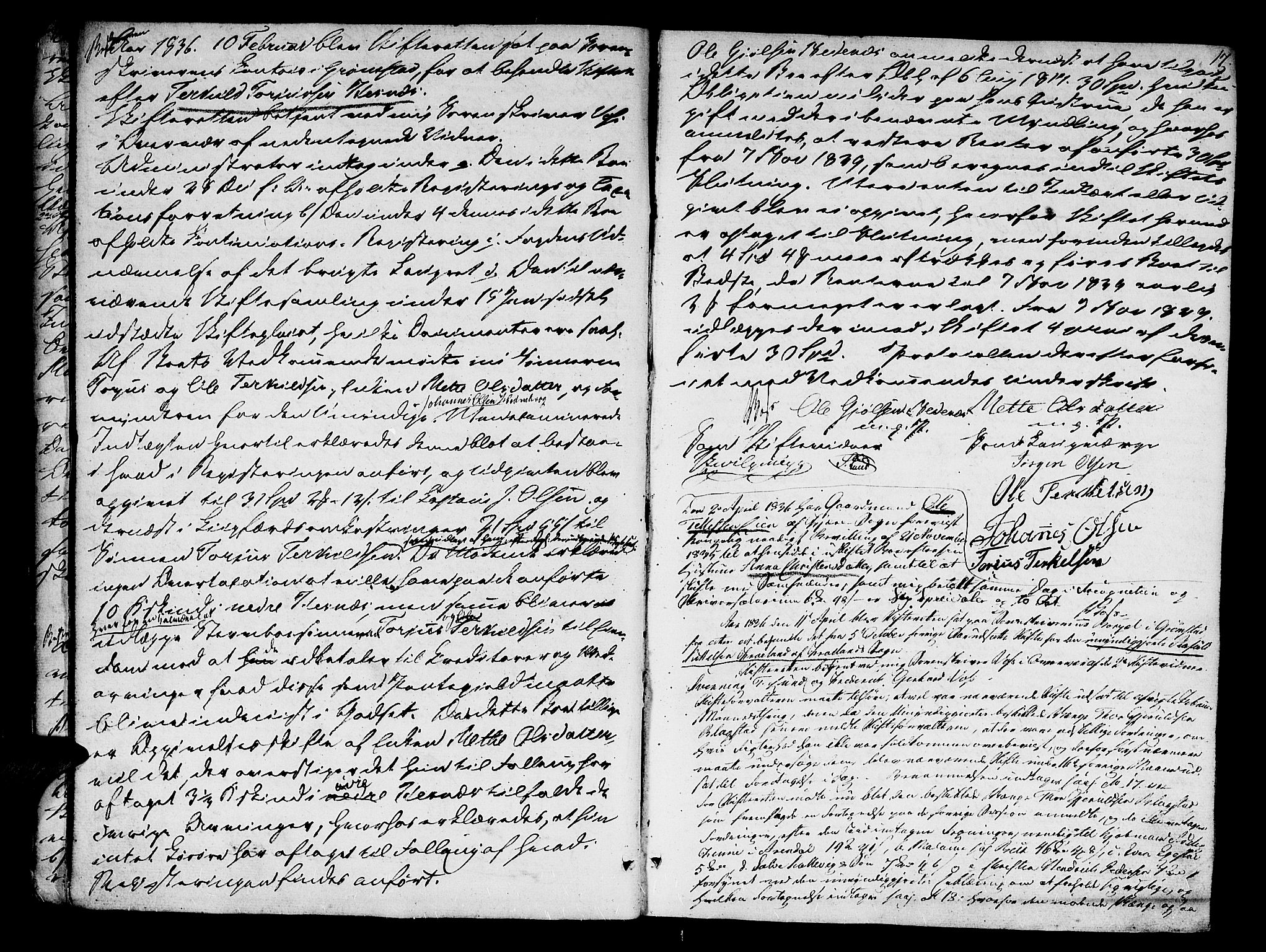 Vestre Nedenes/Sand sorenskriveri, AV/SAK-1221-0010/H/Hc/L0003: Skifteforhandlingsprotokoll nr. 1, 1835-1844, p. 16b-17a