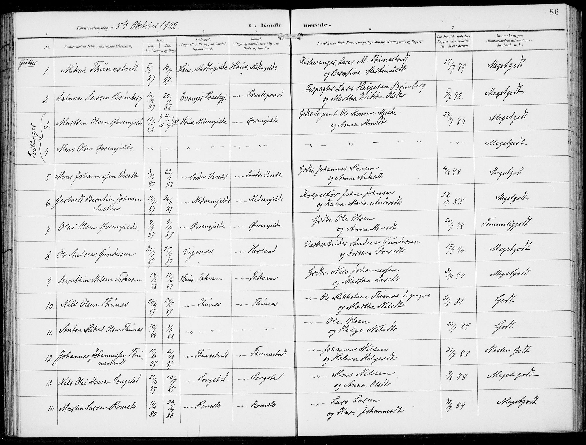 Haus sokneprestembete, SAB/A-75601/H/Haa: Parish register (official) no. B  2, 1899-1912, p. 86