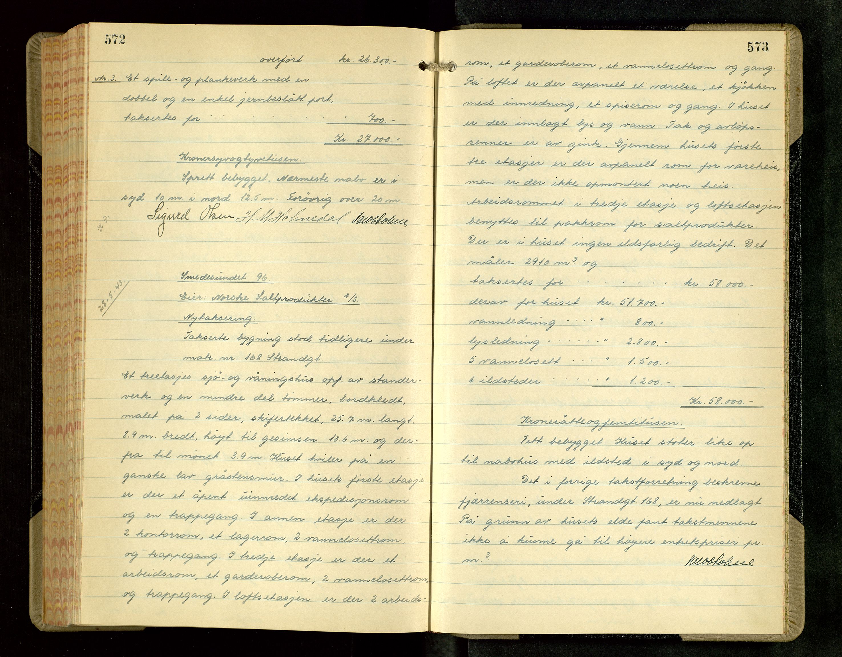 Norges Brannkasse Haugesund, AV/SAST-A-102142/0004/O/L0004: Branntakstprotokoll, 1942-1943, p. 572-573