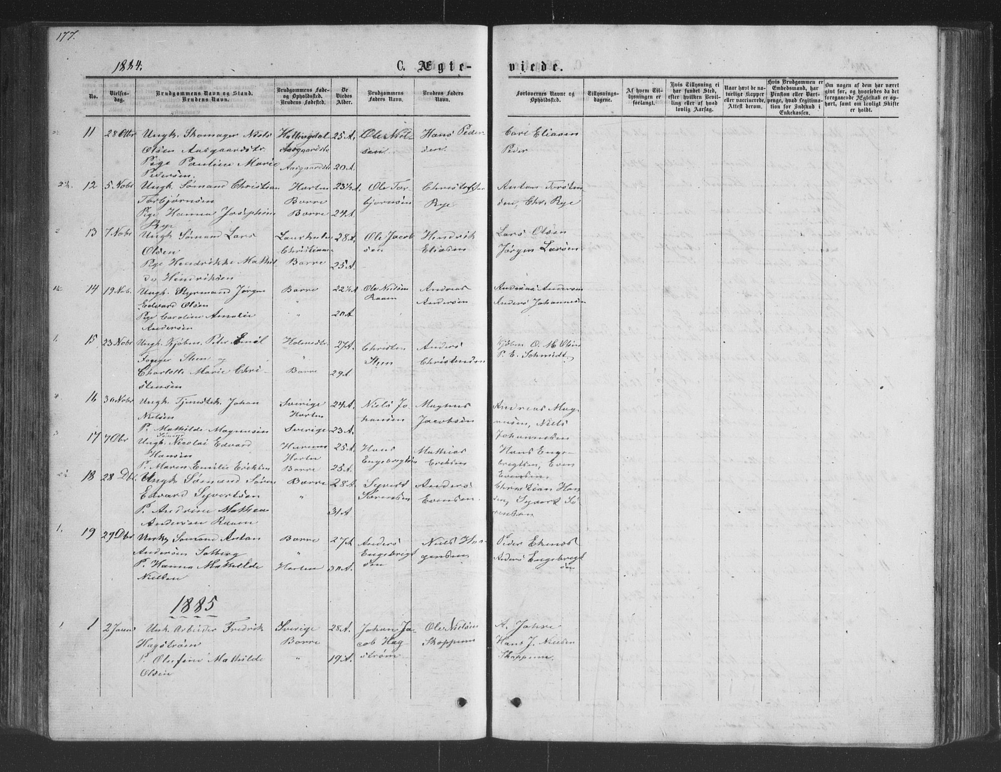 Borre kirkebøker, AV/SAKO-A-338/G/Ga/L0003: Parish register (copy) no. I 3, 1871-1892, p. 177