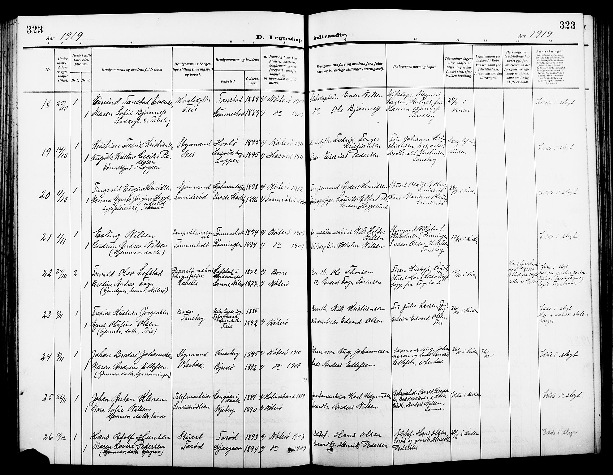 Nøtterøy kirkebøker, AV/SAKO-A-354/G/Ga/L0005: Parish register (copy) no. I 5, 1910-1924, p. 323