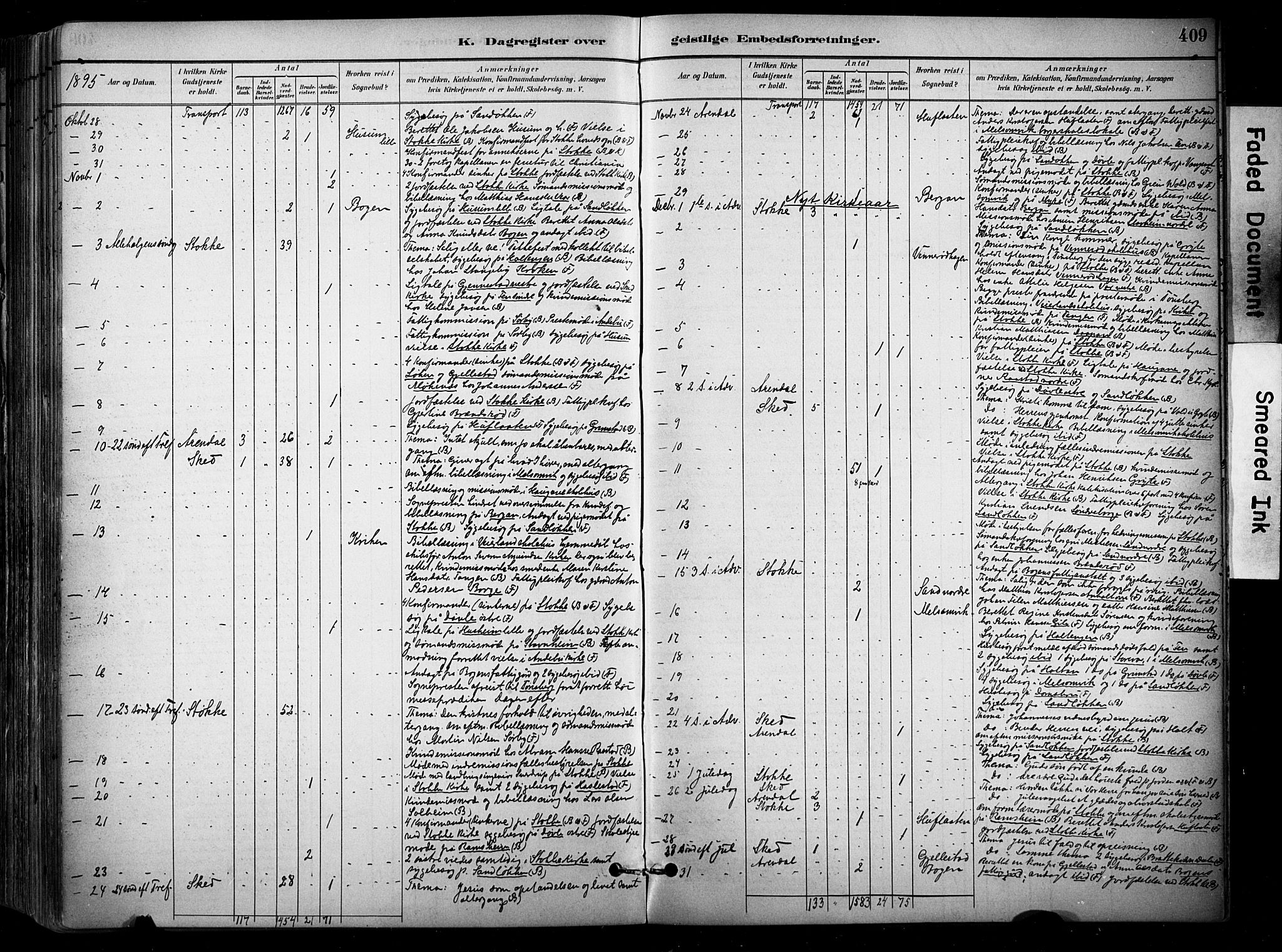 Stokke kirkebøker, AV/SAKO-A-320/F/Fa/L0010: Parish register (official) no. I 10, 1884-1903, p. 409