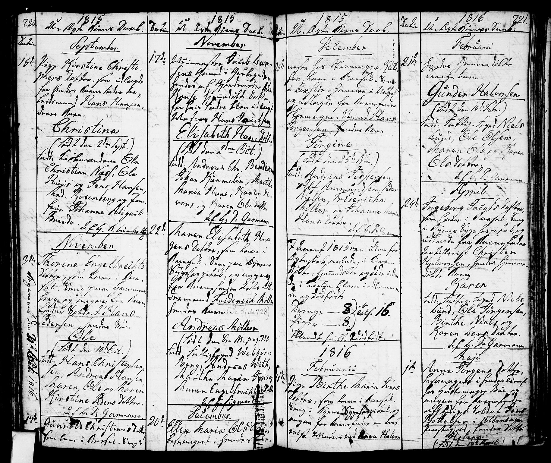 Oslo domkirke Kirkebøker, SAO/A-10752/F/Fa/L0006: Parish register (official) no. 6, 1807-1817, p. 720-721