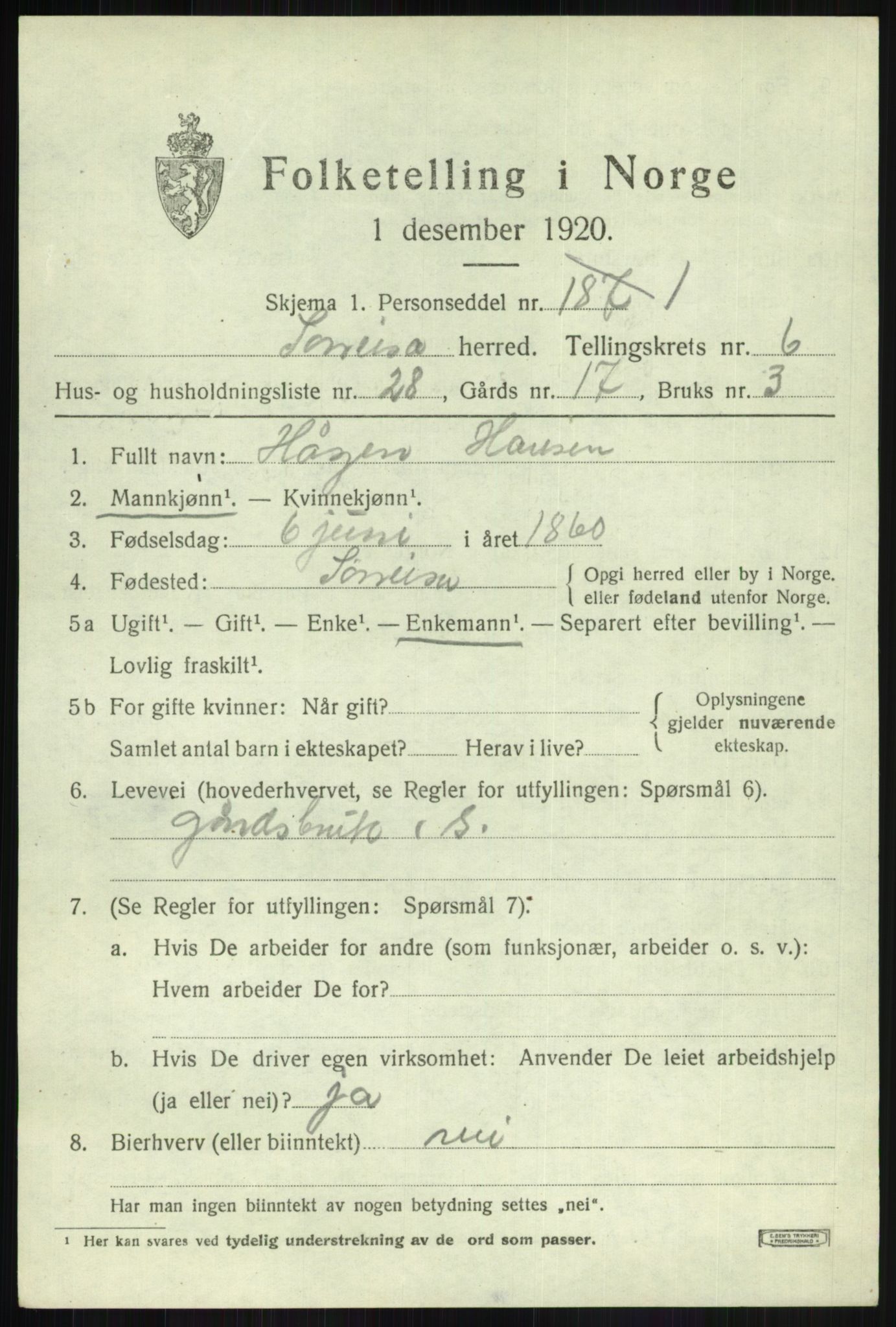 SATØ, 1920 census for Sørreisa, 1920, p. 3343