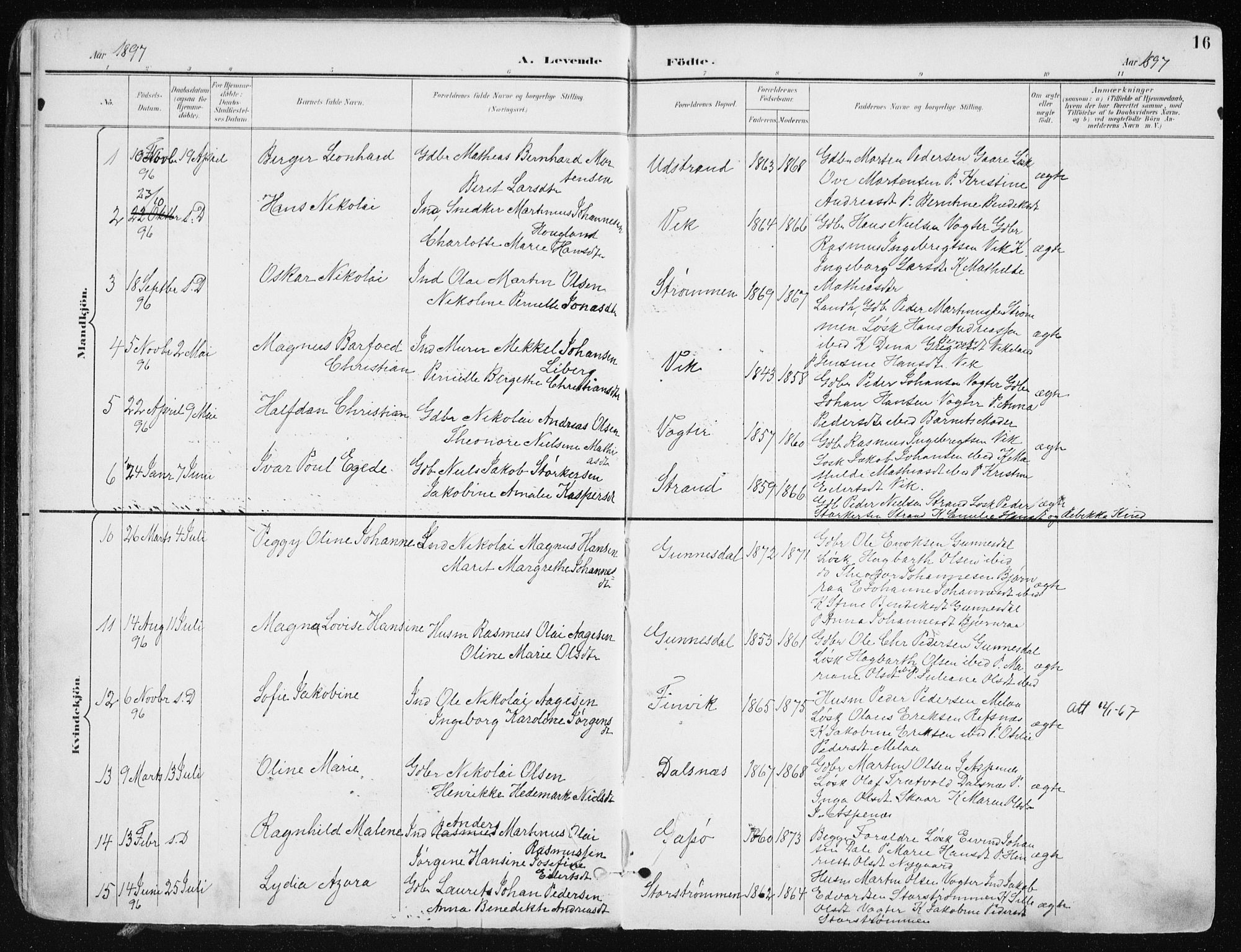 Kvæfjord sokneprestkontor, SATØ/S-1323/G/Ga/Gaa/L0006kirke: Parish register (official) no. 6, 1895-1914, p. 16