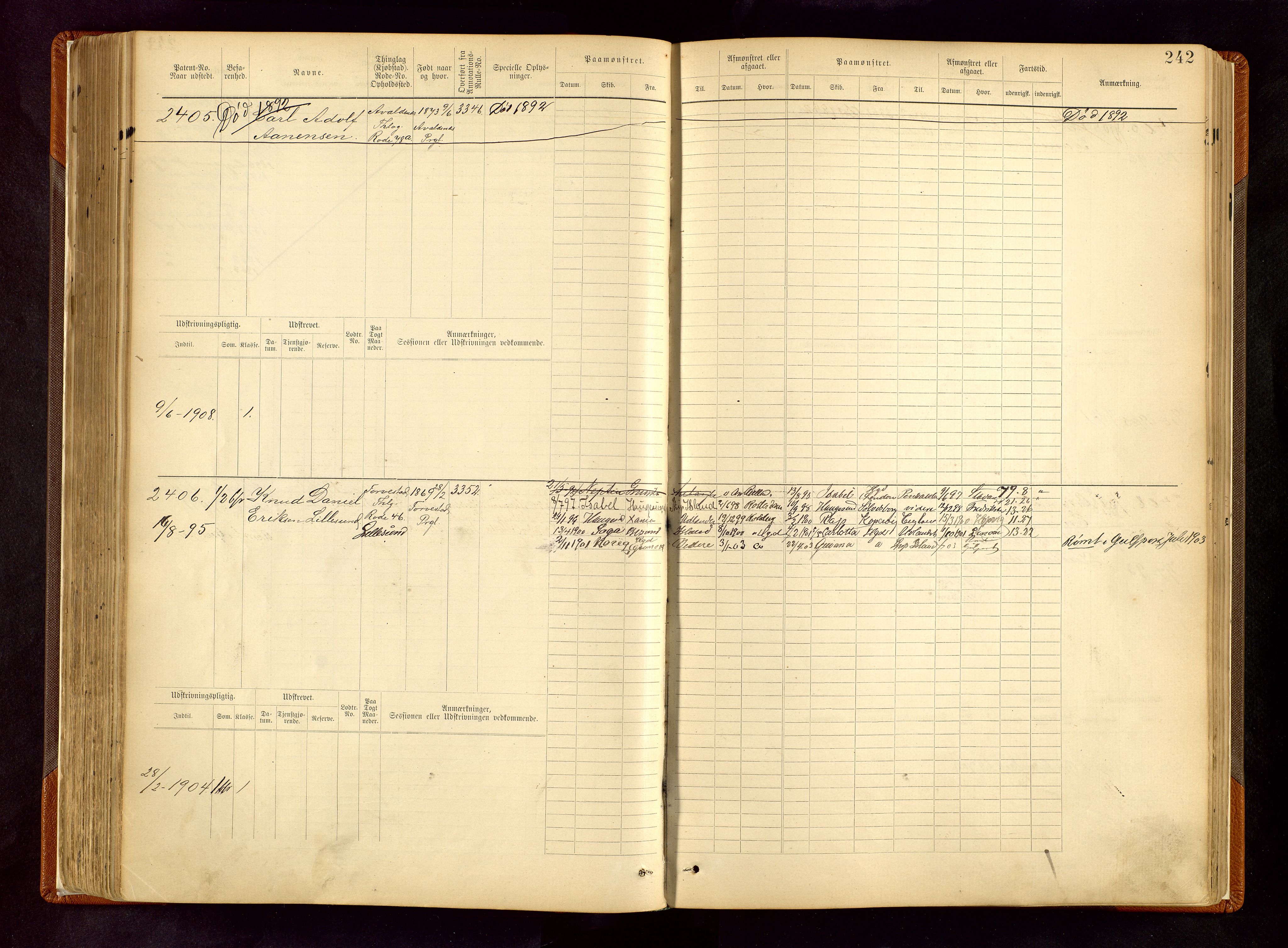 Haugesund sjømannskontor, AV/SAST-A-102007/F/Fb/Fbb/L0008: Sjøfartsrulle Haugesund krets nr. 1923-3832, 1885-1948, p. 242