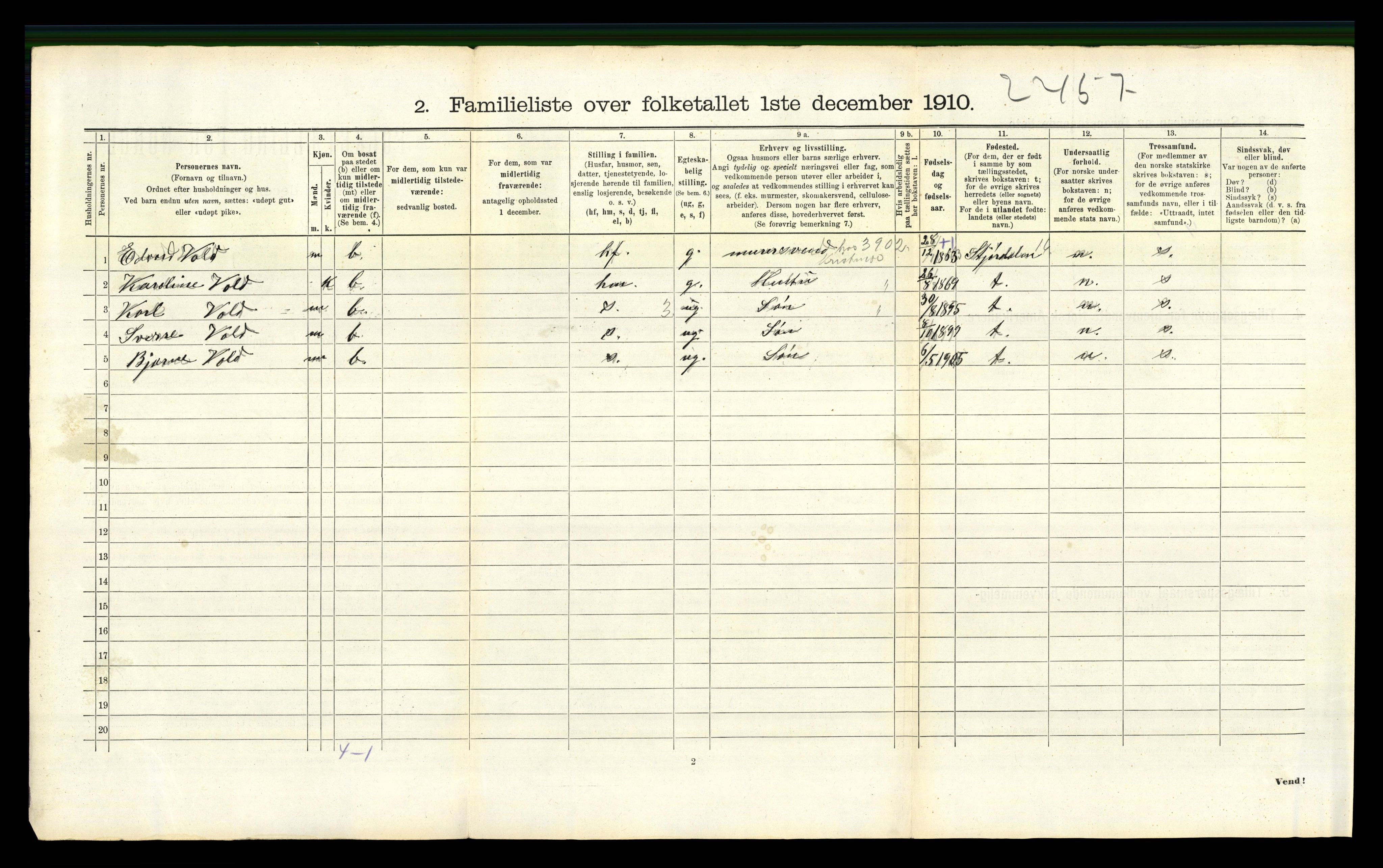 RA, 1910 census for Trondheim, 1910, p. 14620