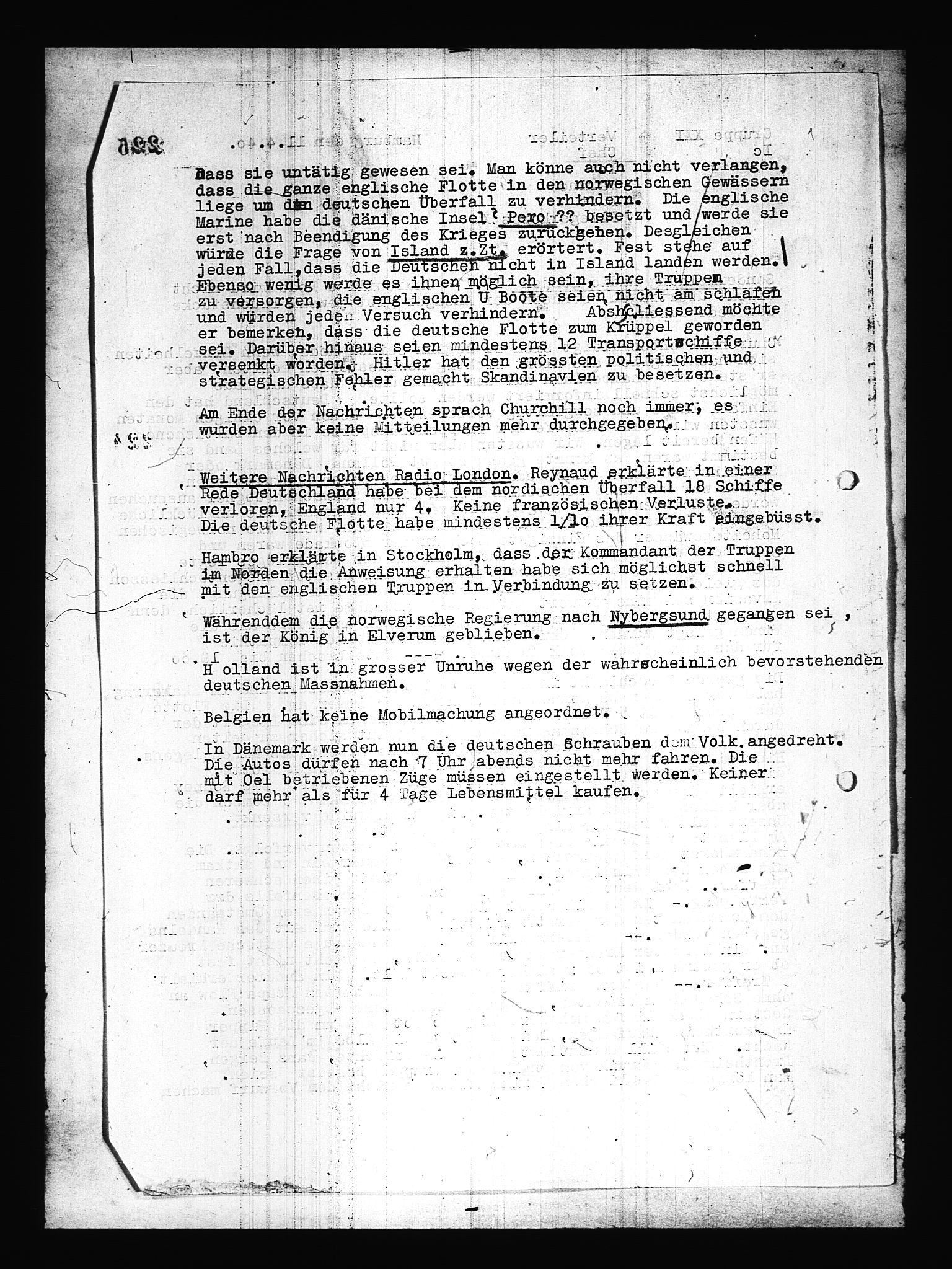 Documents Section, AV/RA-RAFA-2200/V/L0085: Amerikansk mikrofilm "Captured German Documents".
Box No. 724.  FKA jnr. 615/1954., 1940-1941, p. 27