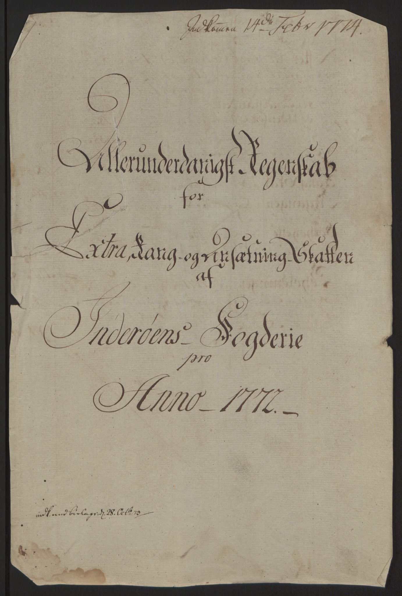 Rentekammeret inntil 1814, Reviderte regnskaper, Fogderegnskap, RA/EA-4092/R63/L4420: Ekstraskatten Inderøy, 1762-1772, p. 478