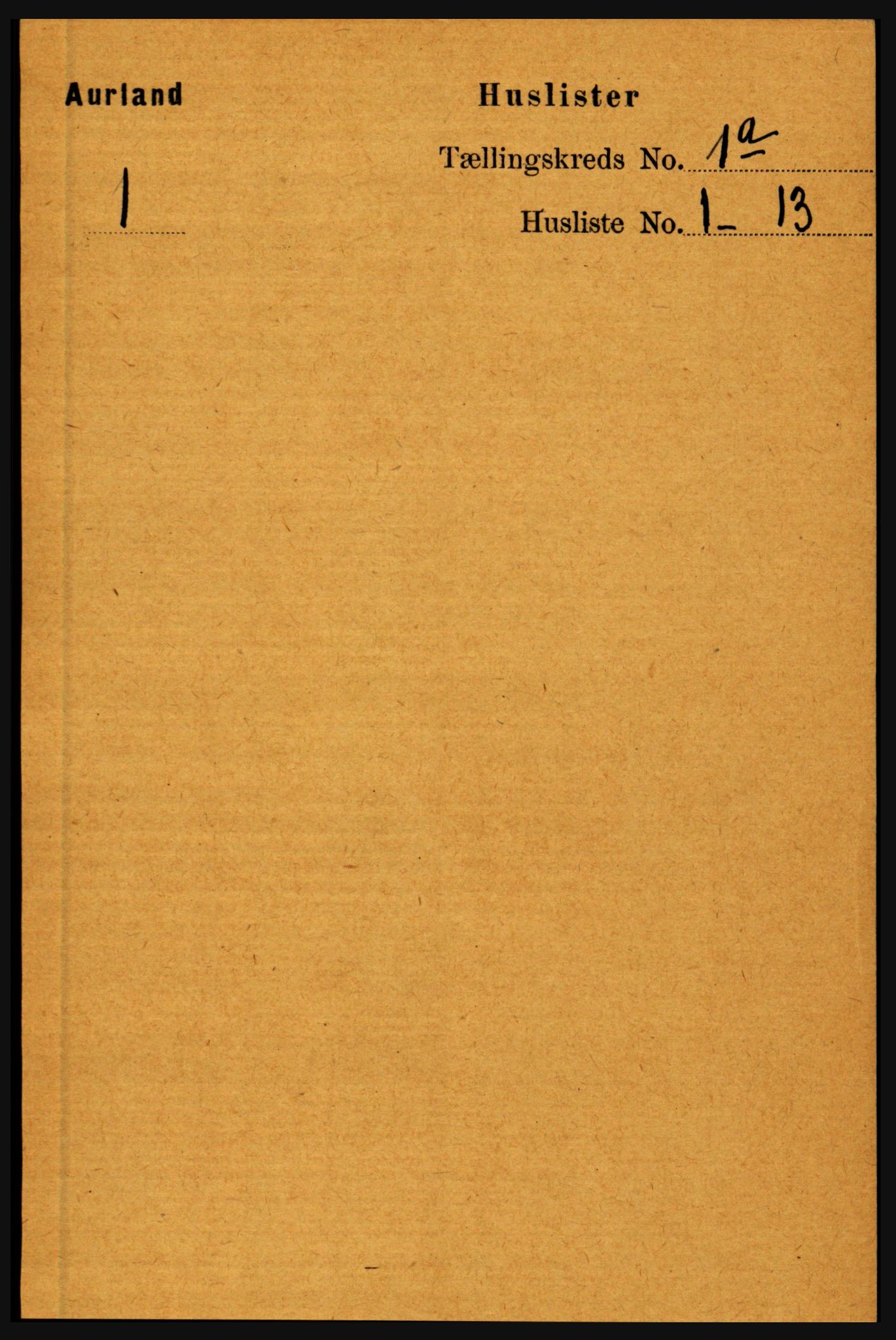 RA, 1891 census for 1421 Aurland, 1891, p. 19