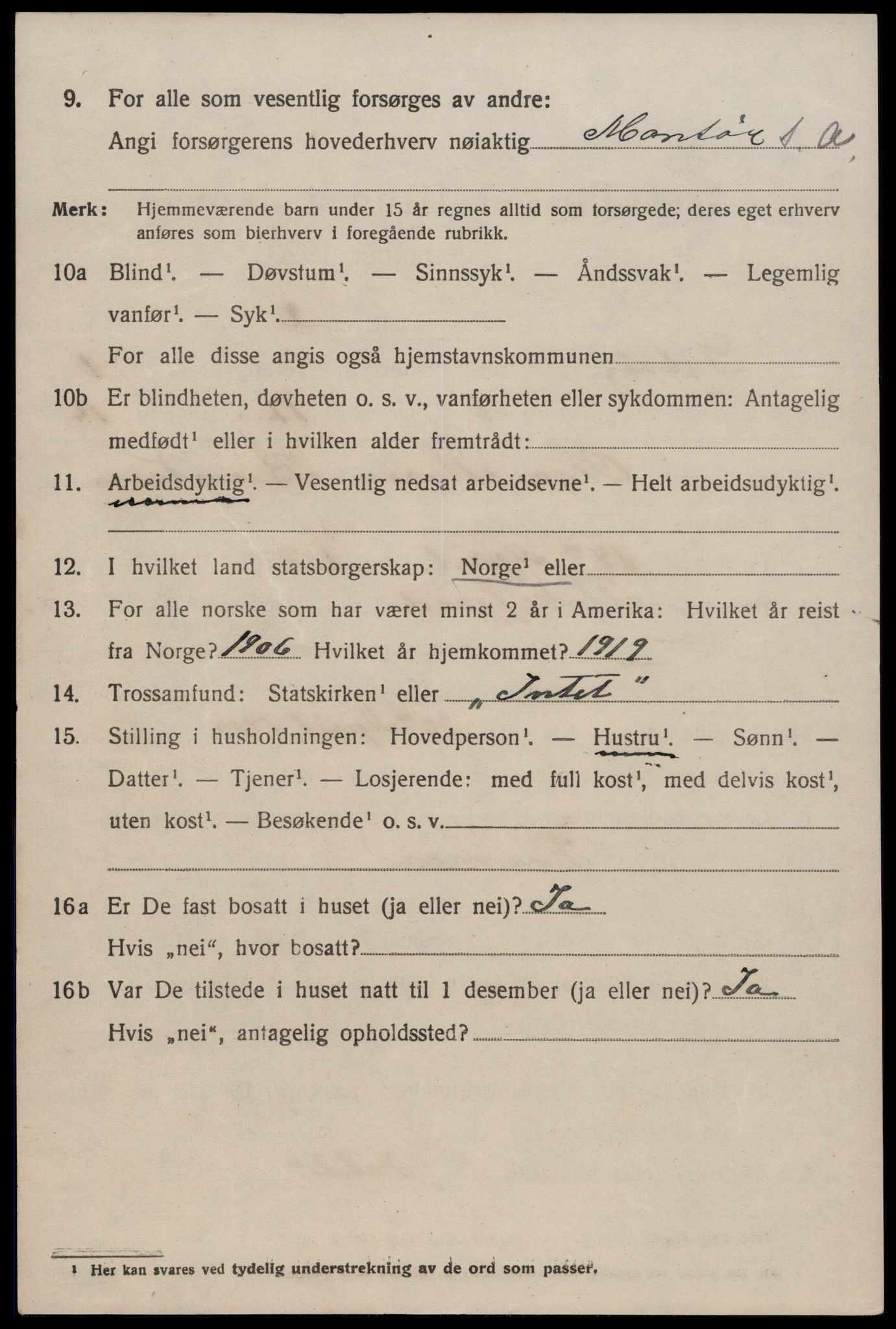 SAK, 1920 census for Dypvåg, 1920, p. 1310