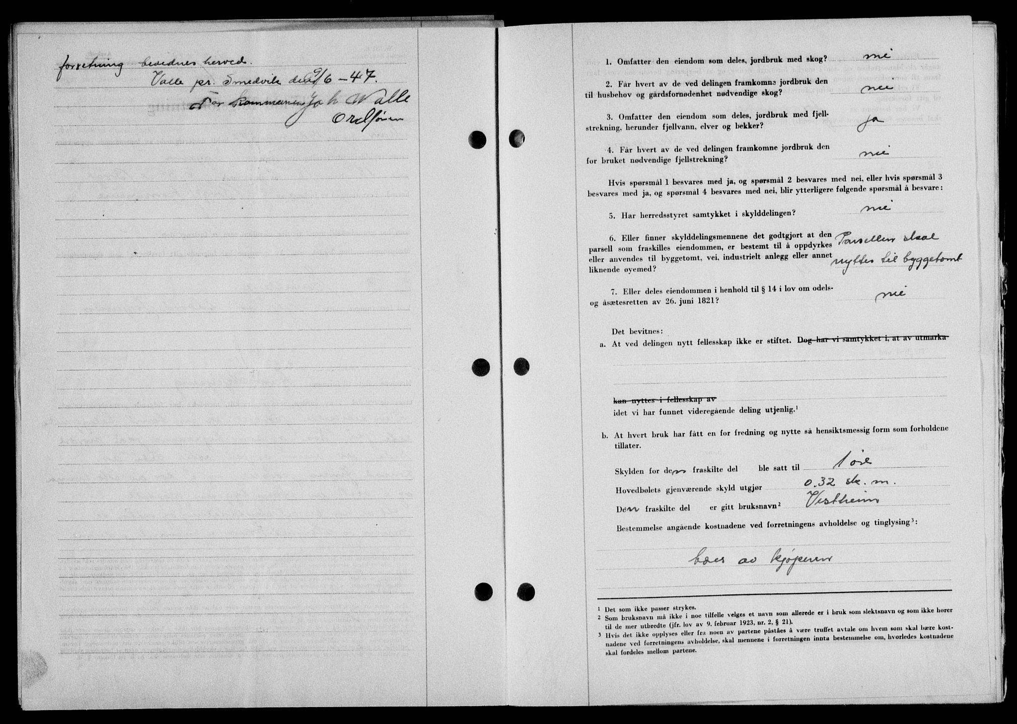 Lofoten sorenskriveri, SAT/A-0017/1/2/2C/L0016a: Mortgage book no. 16a, 1947-1947, Diary no: : 1003/1947