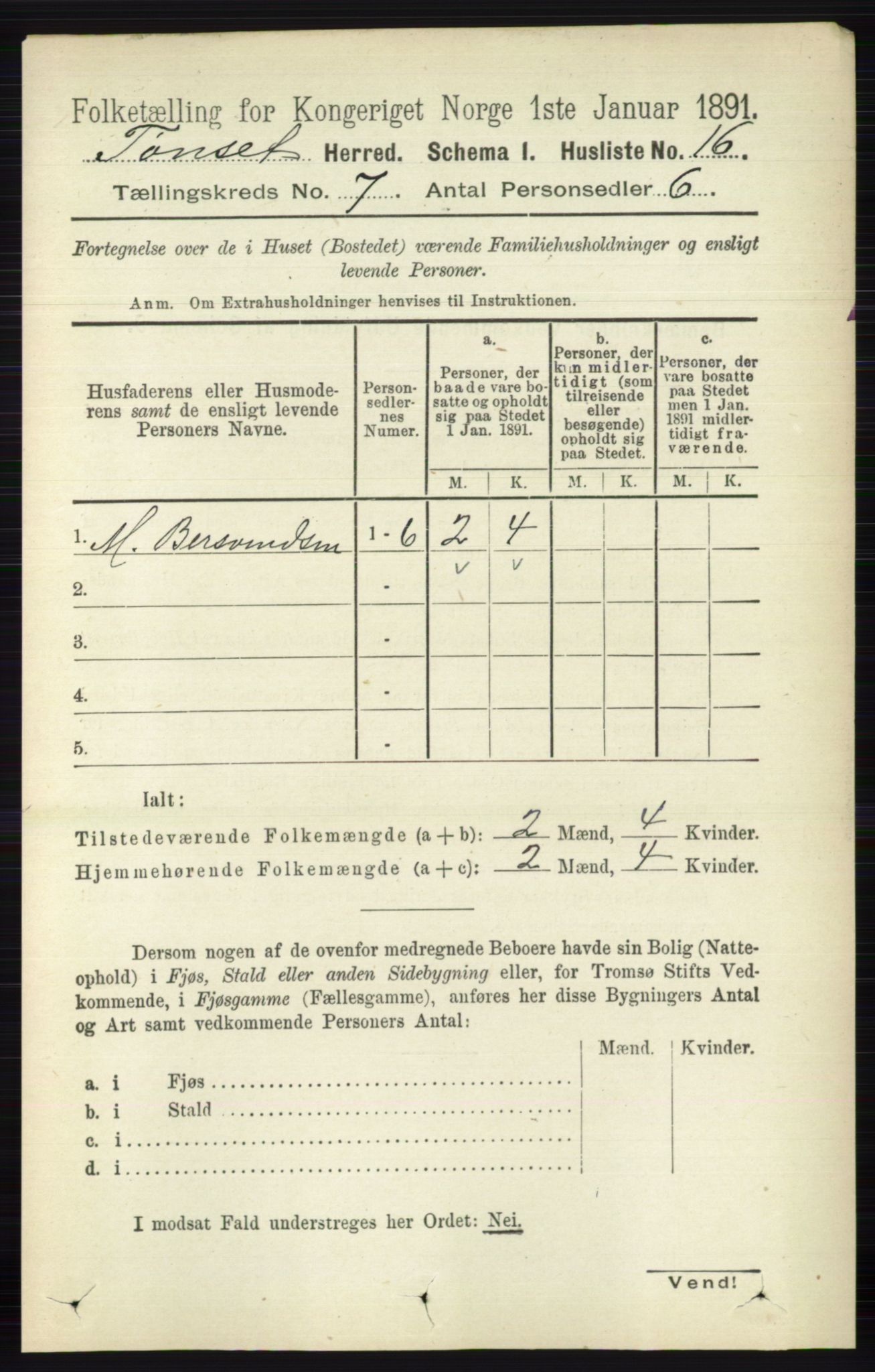 RA, 1891 census for 0437 Tynset, 1891, p. 1684