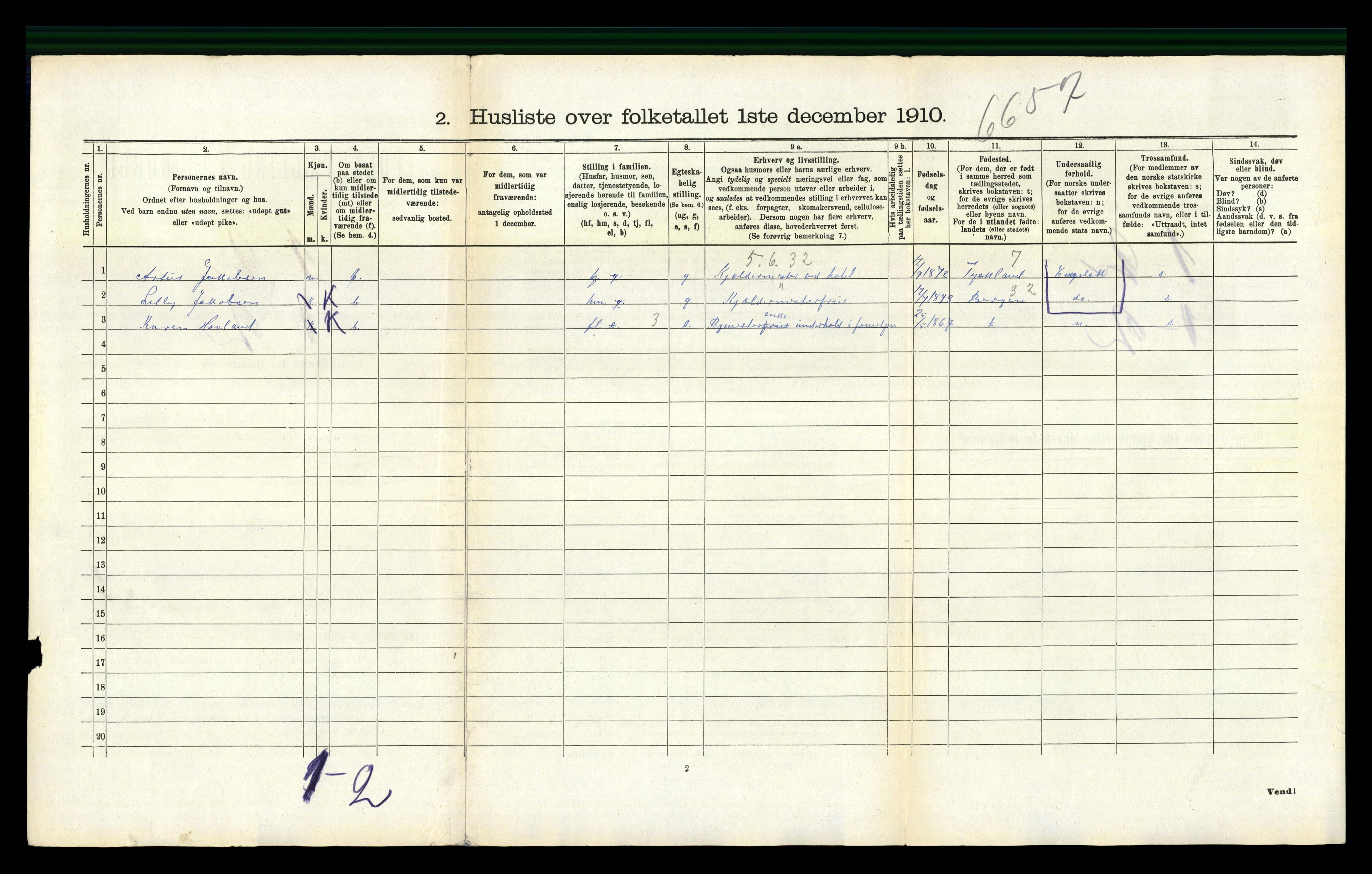 RA, 1910 census for Årstad, 1910, p. 197