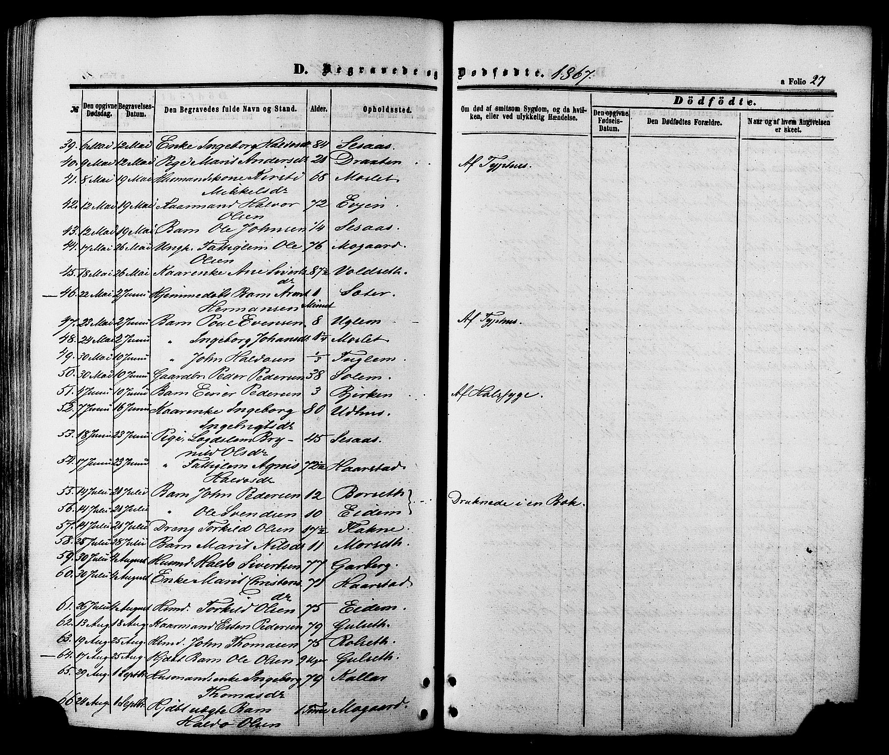 Ministerialprotokoller, klokkerbøker og fødselsregistre - Sør-Trøndelag, SAT/A-1456/695/L1147: Parish register (official) no. 695A07, 1860-1877, p. 27