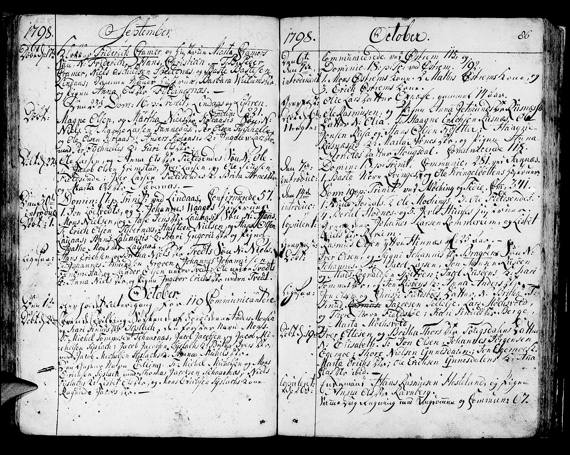 Lindås Sokneprestembete, AV/SAB-A-76701/H/Haa/Haaa/L0005: Parish register (official) no. A 5, 1791-1813, p. 86