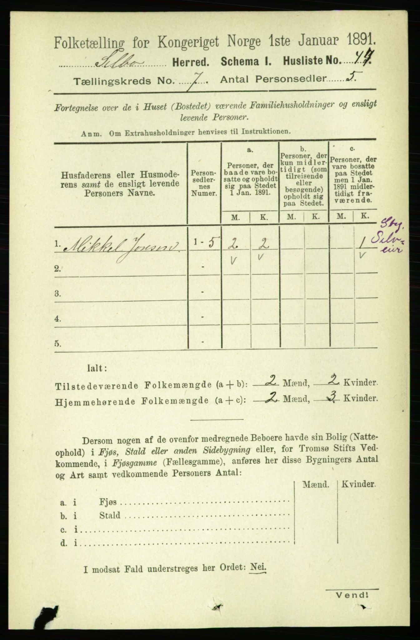 RA, 1891 census for 1664 Selbu, 1891, p. 2564