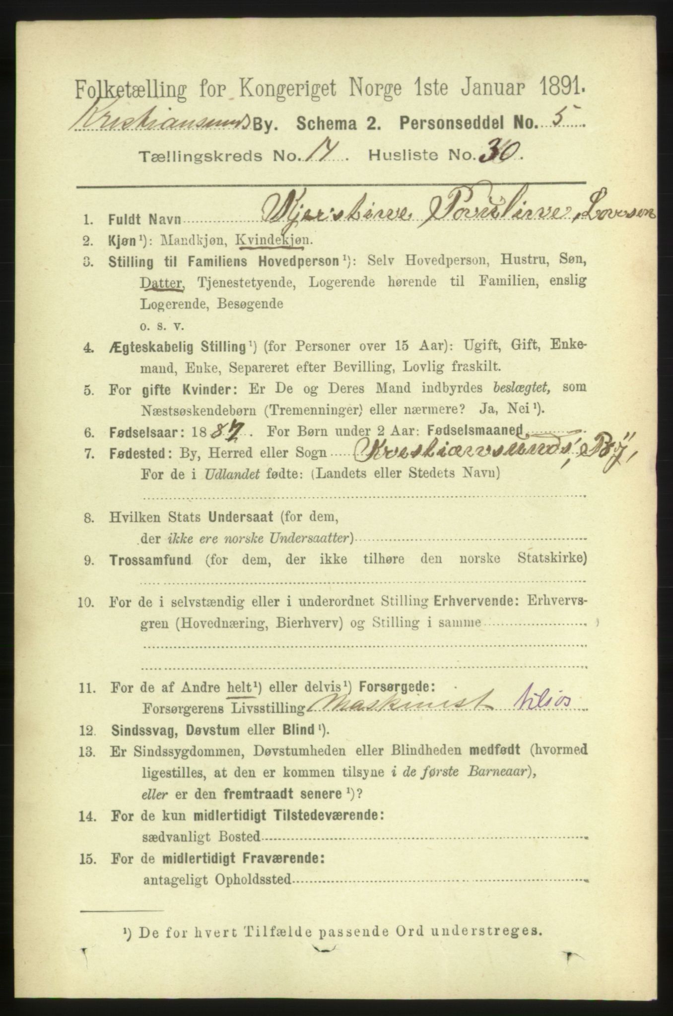 RA, 1891 census for 1503 Kristiansund, 1891, p. 10591